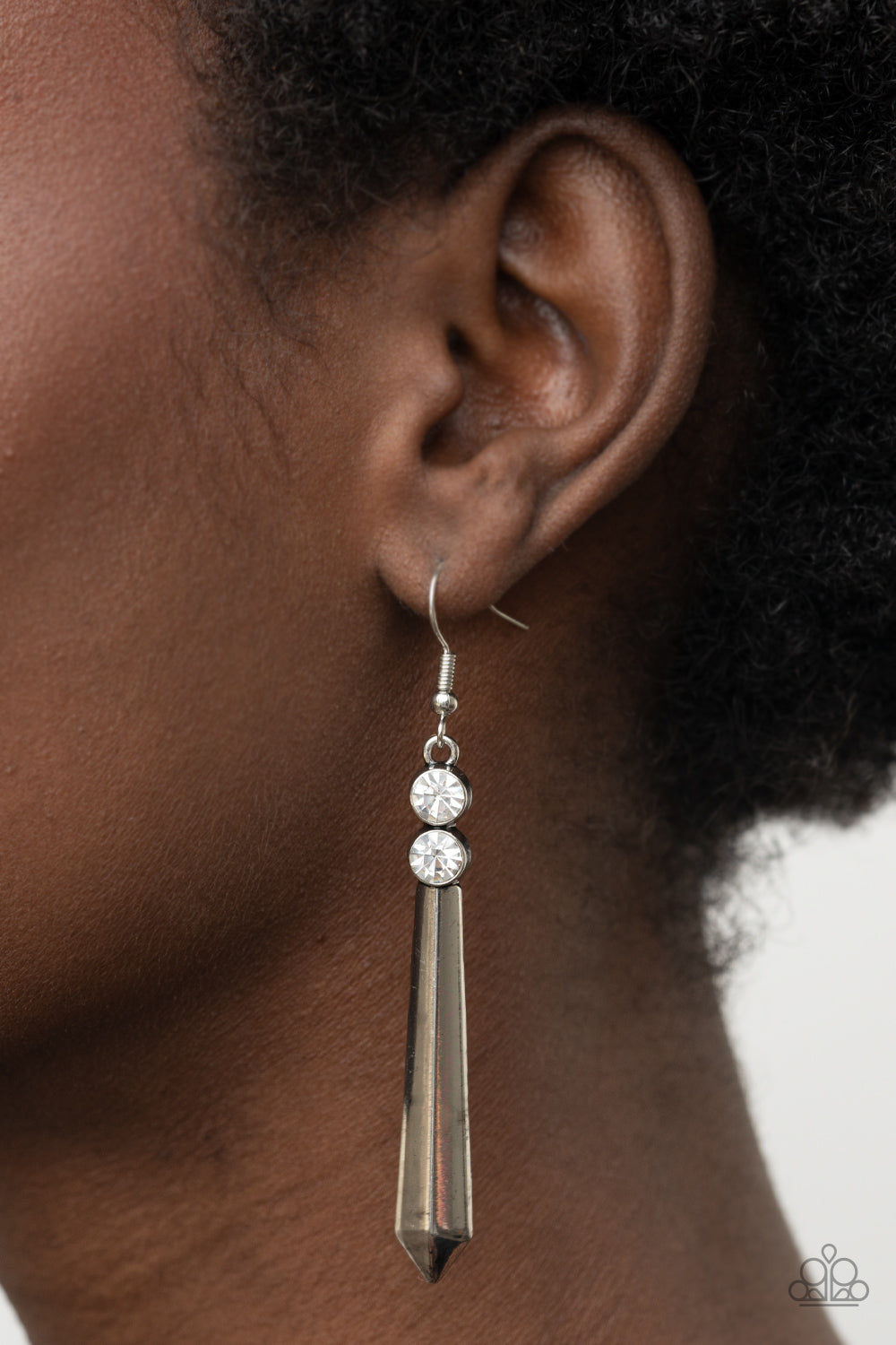 Paparazzi Sparkle Stream - White Earrings - Pusher P
