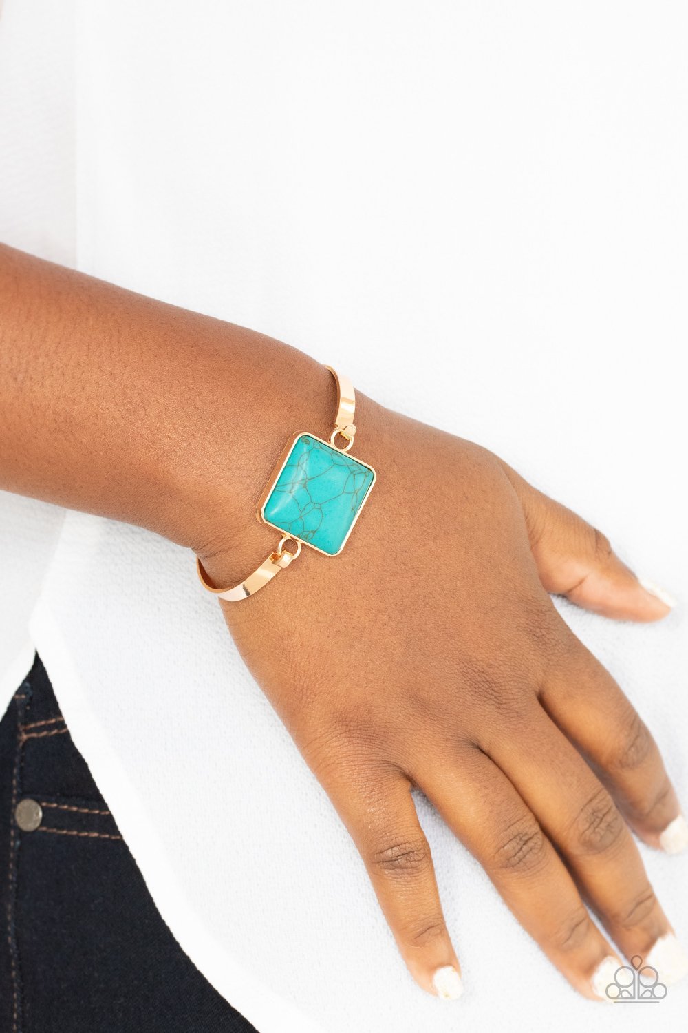 Paparazzi Turning a CORNERSTONE - Gold & Turquoise Bracelet - Pusher P
