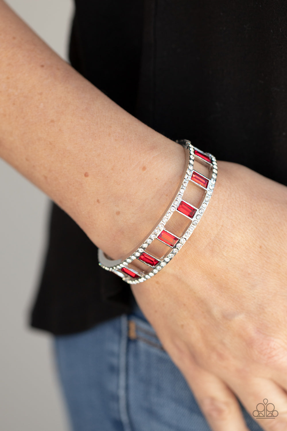 Paparazzi Industrial Icing - Red Bracelet - Pusher P