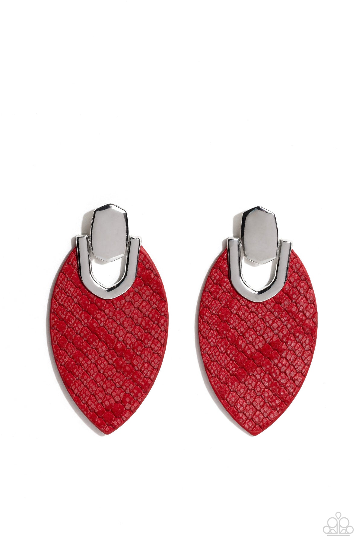 Wildly Workable - Red Earrings - Silver | Paparazzi Accessories