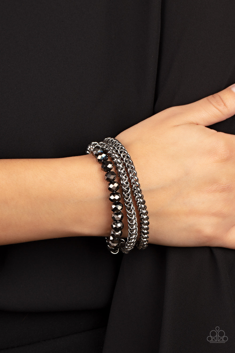 Paparazzi Gutsy and Glitzy - Silver Bracelet - Pusher P