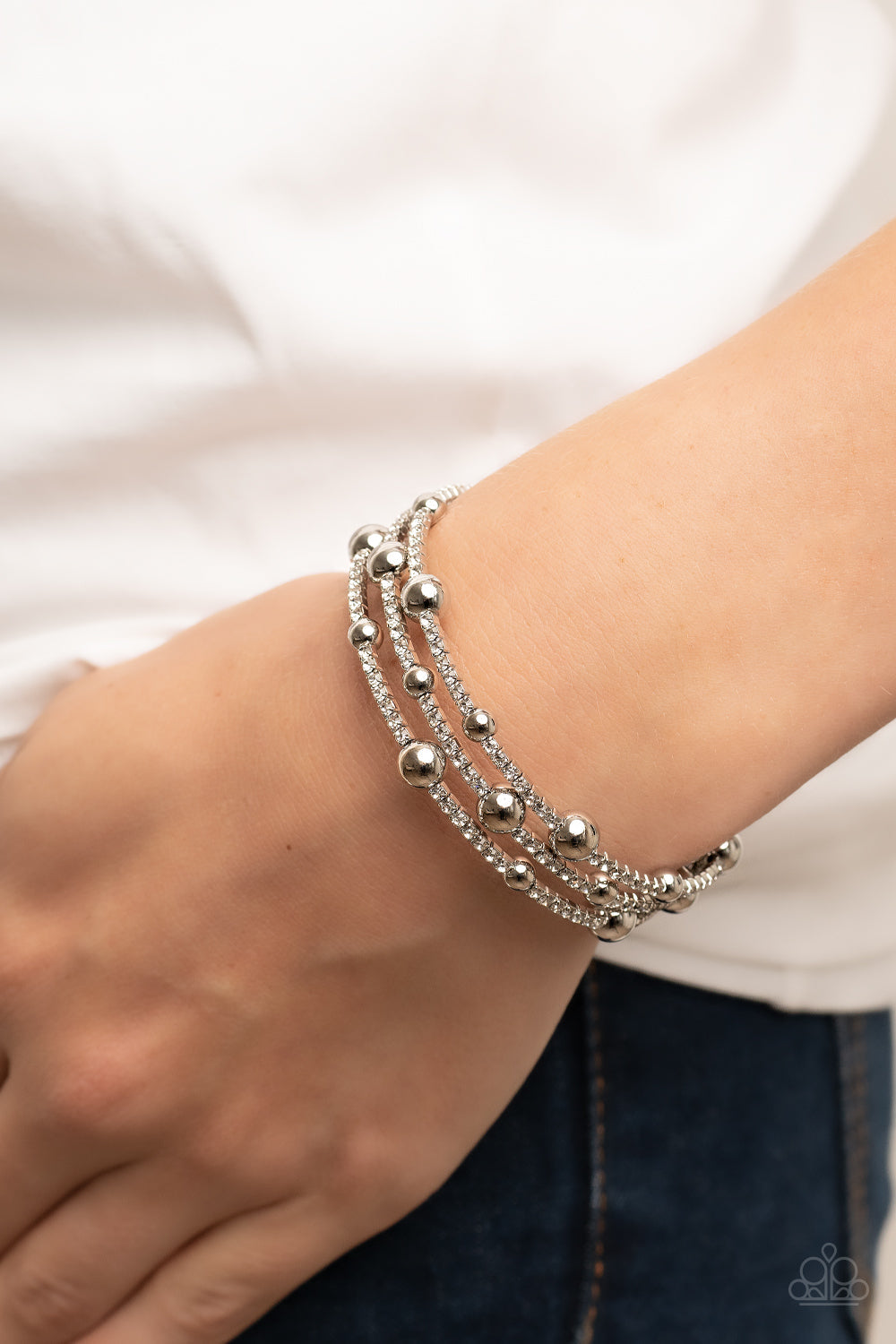 Paparazzi Spontaneous Shimmer - White Bracelet - Pusher P