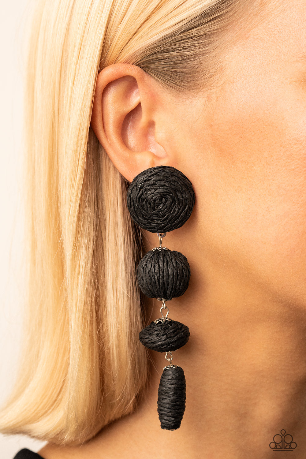 Paparazzi Twine Tango - Black Earrings - Pusher P