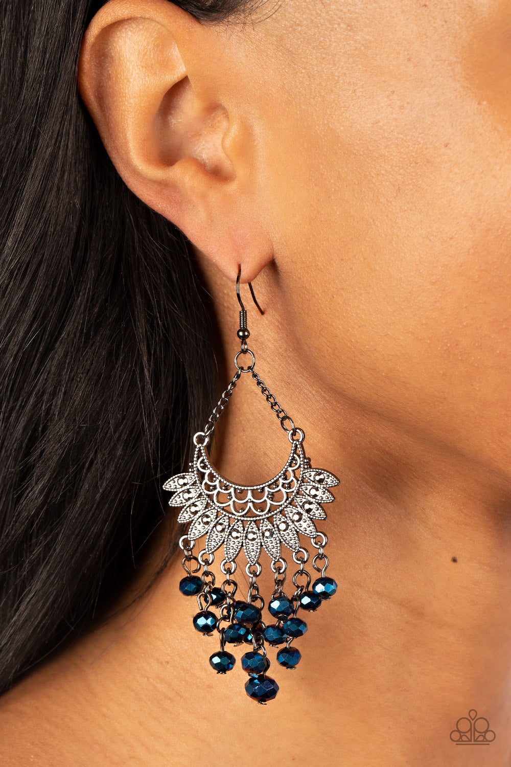Chromatic Cascade - Blue Earrings - Black | Paparazzi Accessories