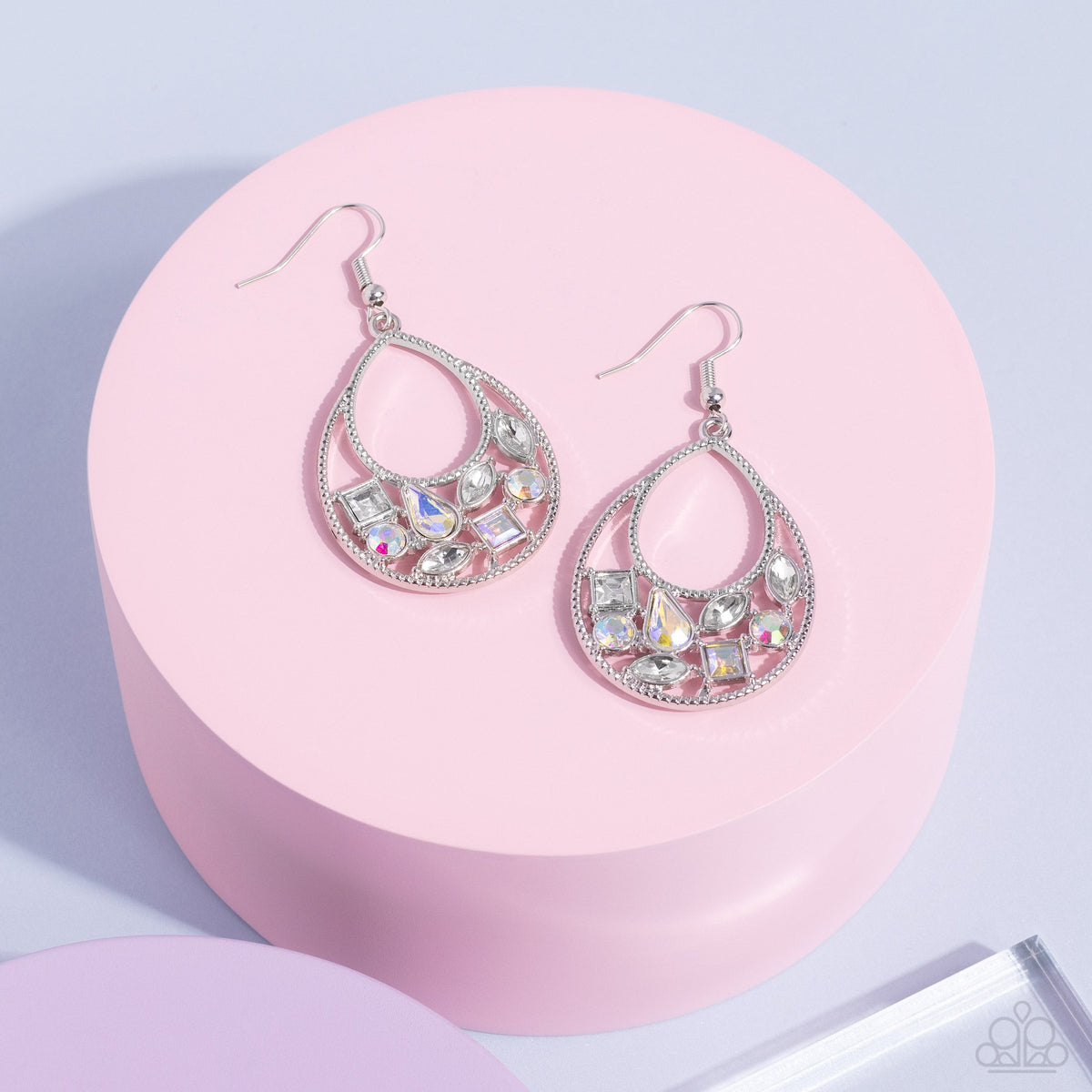 Regal Recreation - White Iridescent Earrings | Paparazzi Accessories