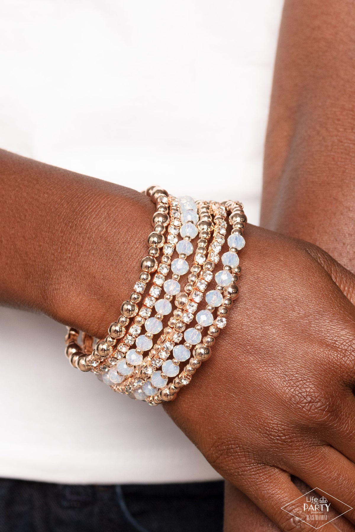 ICE Knowing You - Rose Gold Bracelet- Black Diamond Encore-Life of the Party | Paparazzi Accessories