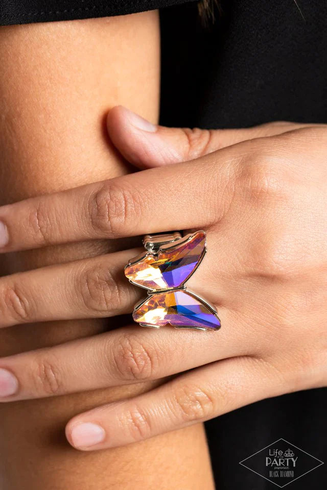 Butterfly Jewelry - Paparazzi Fluorescent Flutter - Orange Ring Paparazzi jewelry image