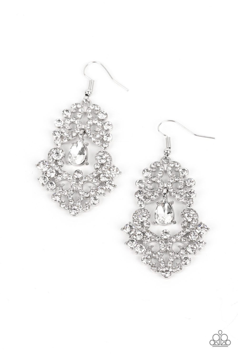 Sociable Sparkle - White Earrings | Paparazzi Accessories