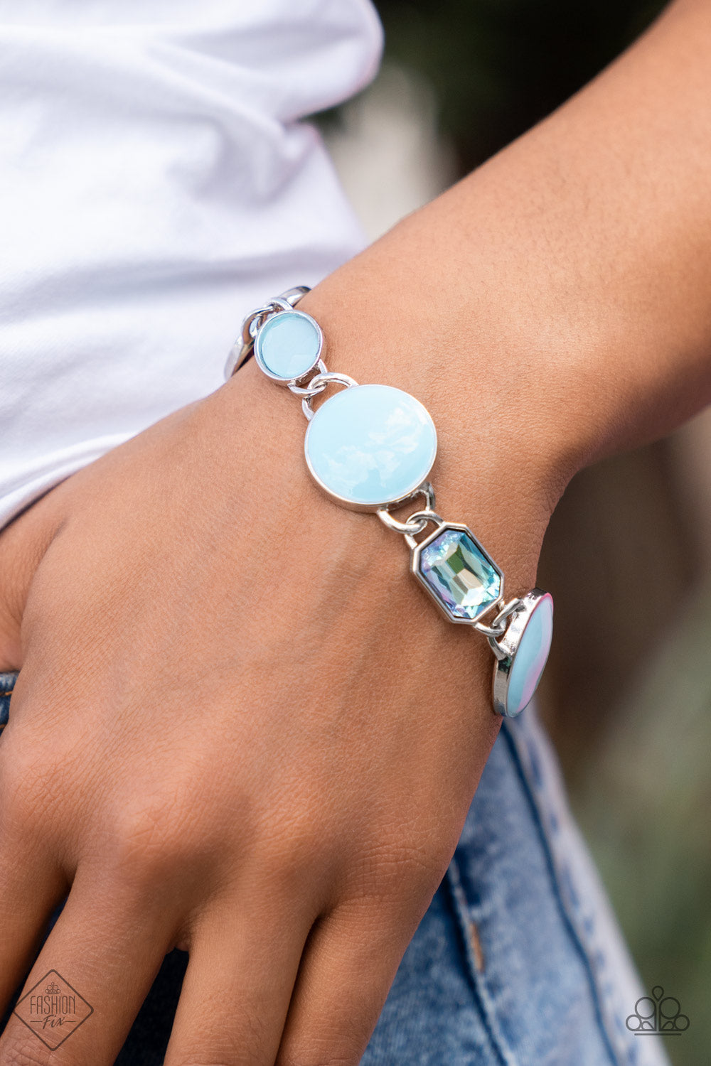 Paparazzi Dreamscape Dazzle - Blue Bracelet - Fashion Fix - Pusher P