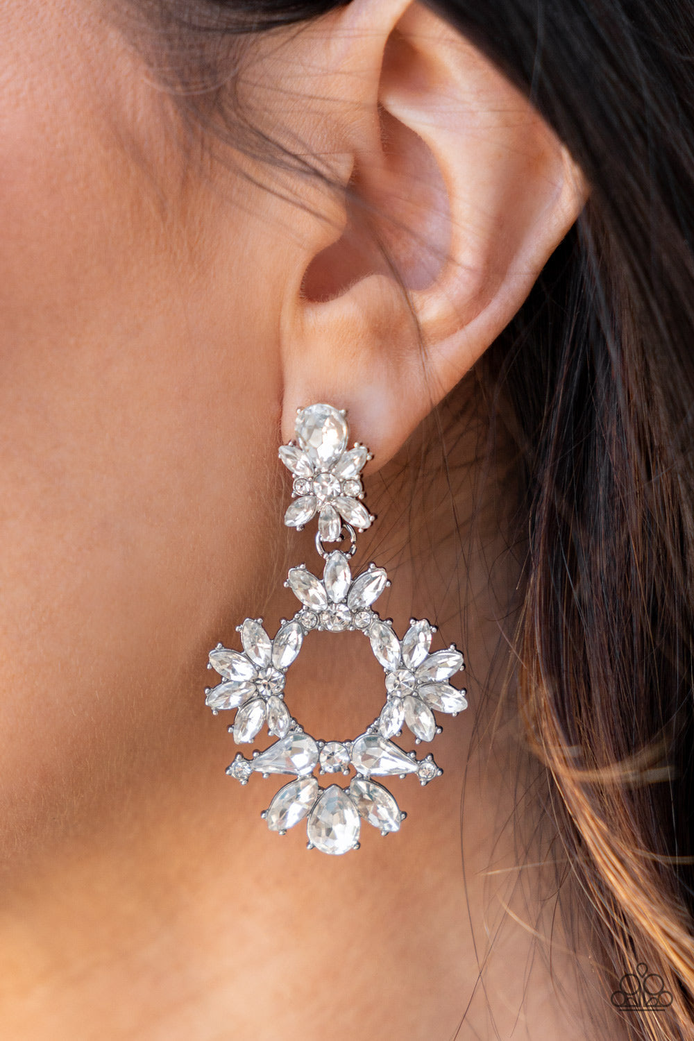 Paparazzi Leave them Speechless - White Earrings - June 2022 Life Of The Party Exclusive