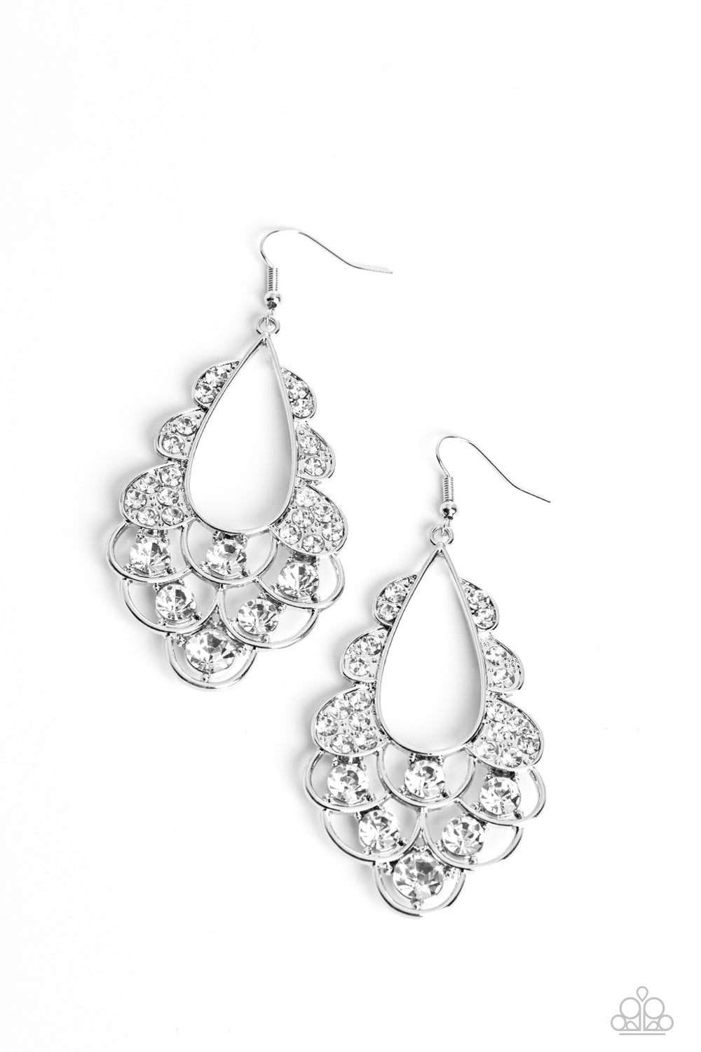 Majestic Masquerade - White Earrings | Paparazzi Accessories