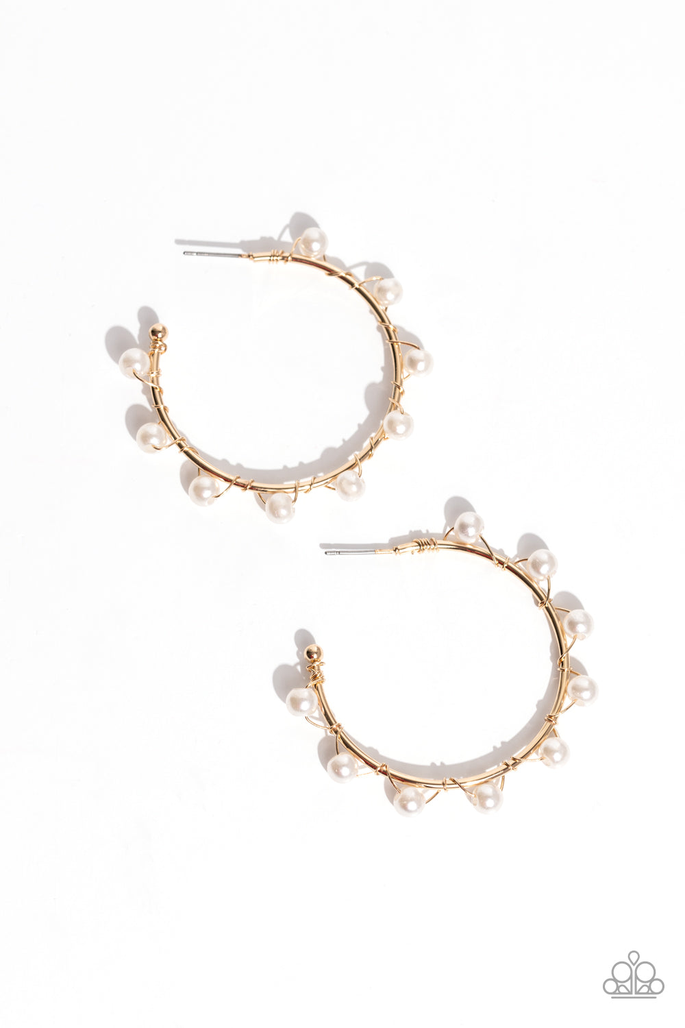 Night at the Gala - Gold Pearl Earrings - White | Paparazzi Accessories