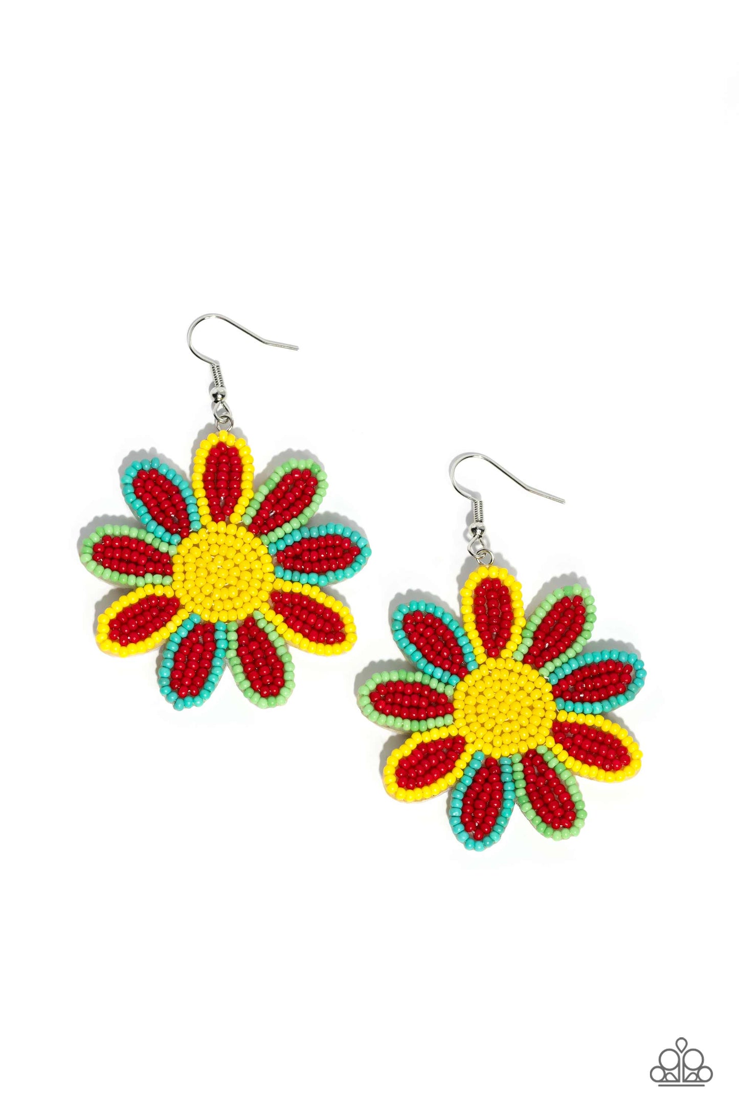 Decorated Daisies - Red Earrings | Paparazzi Accessories