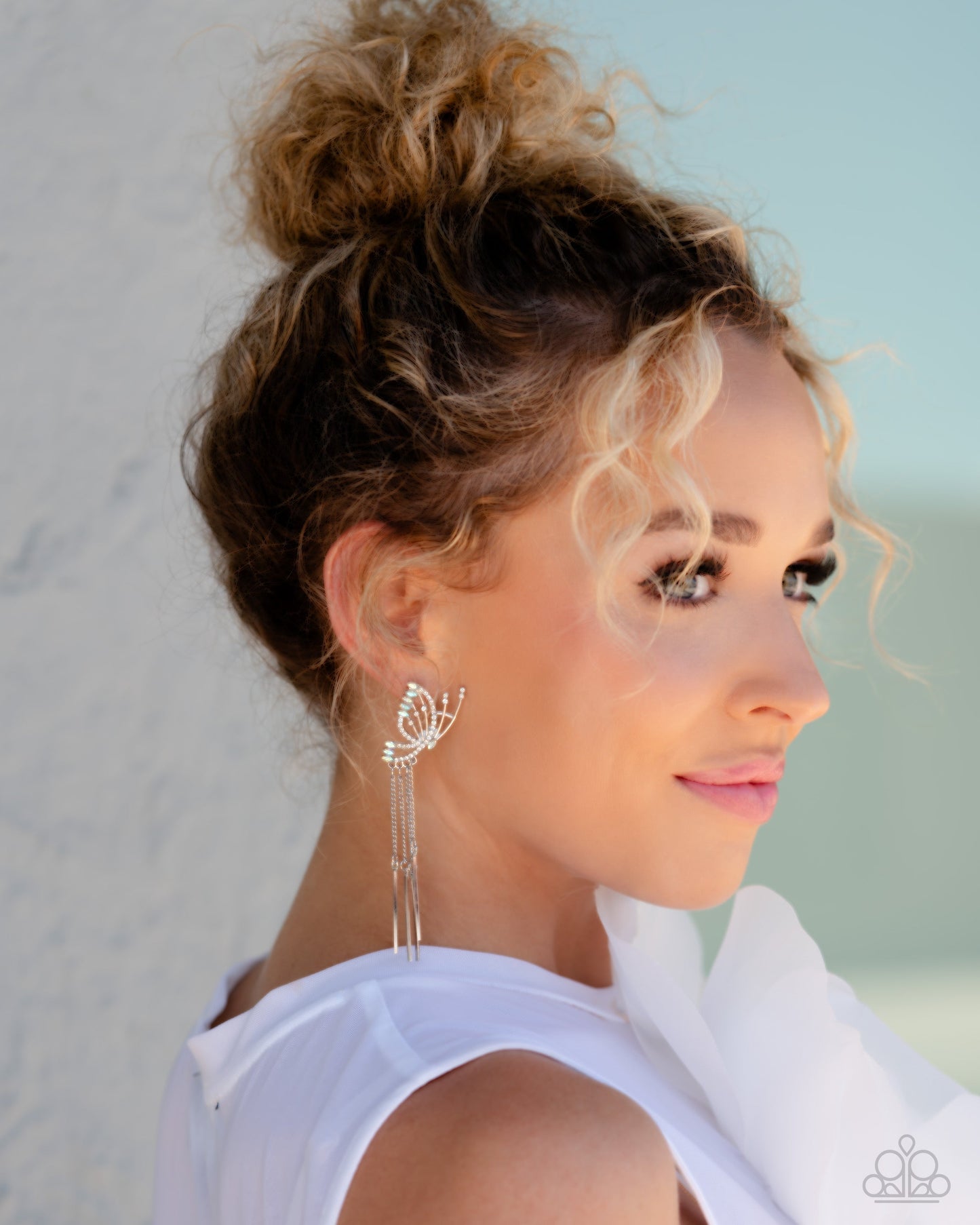 A Few Of My Favorite WINGS - White Earrings | Paparazzi Accessories