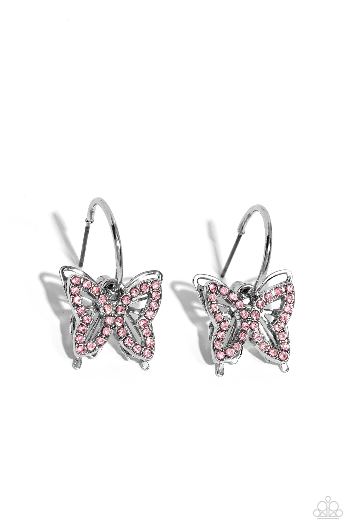 Lyrical Layers - Pink Butterfly Earrings | Paparazzi Accessories