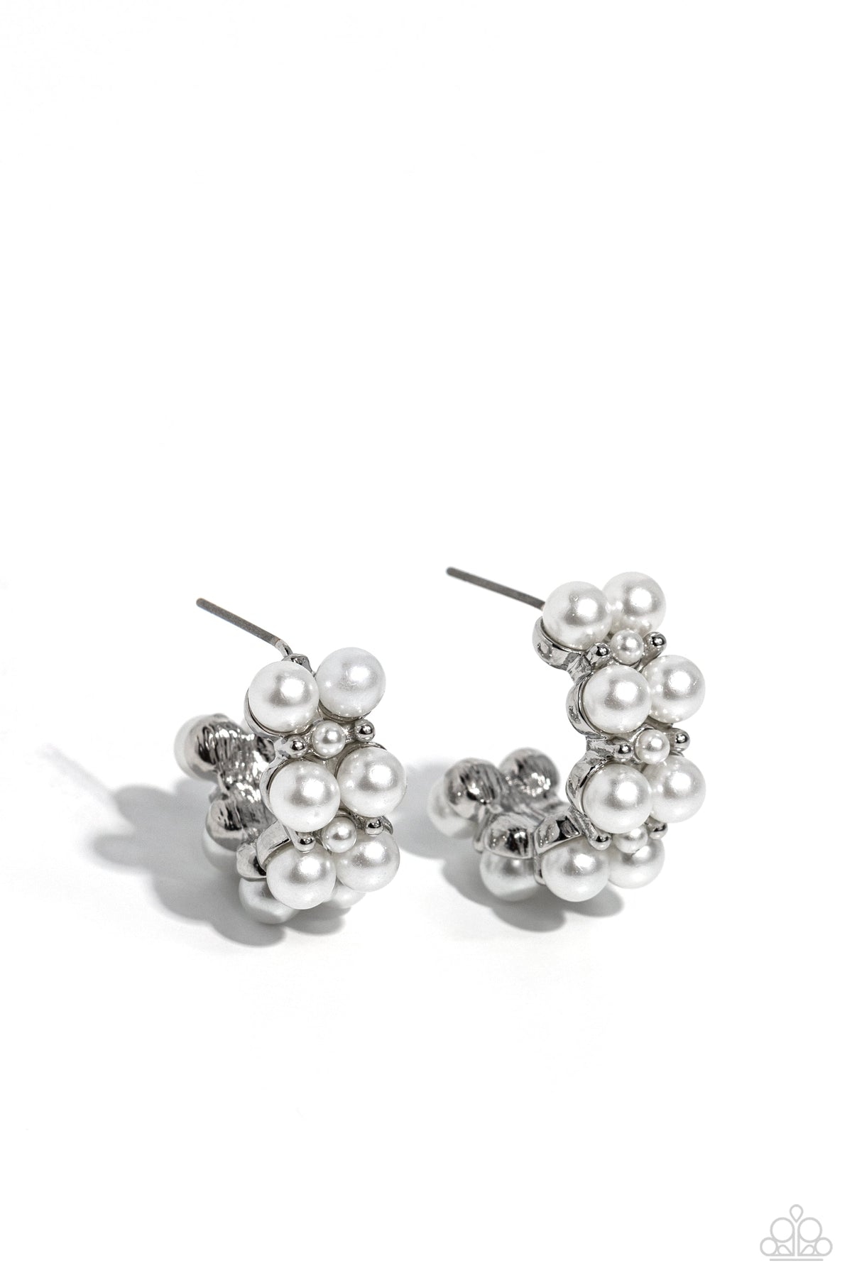 White Collar Wardrobe - White Earrings | Paparazzi Accessories