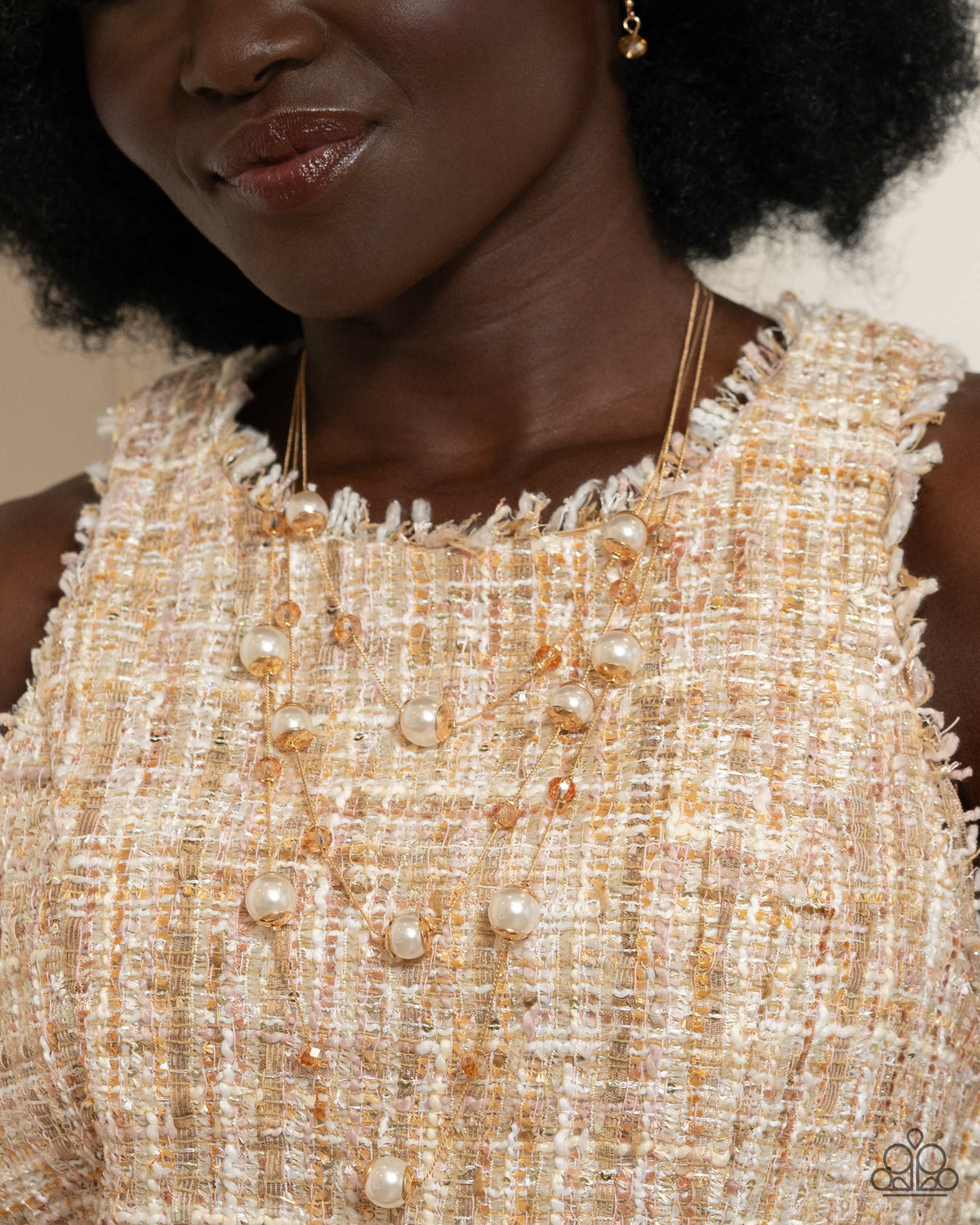 Glistening Gamut - Gold Necklace - White | Paparazzi Accessories