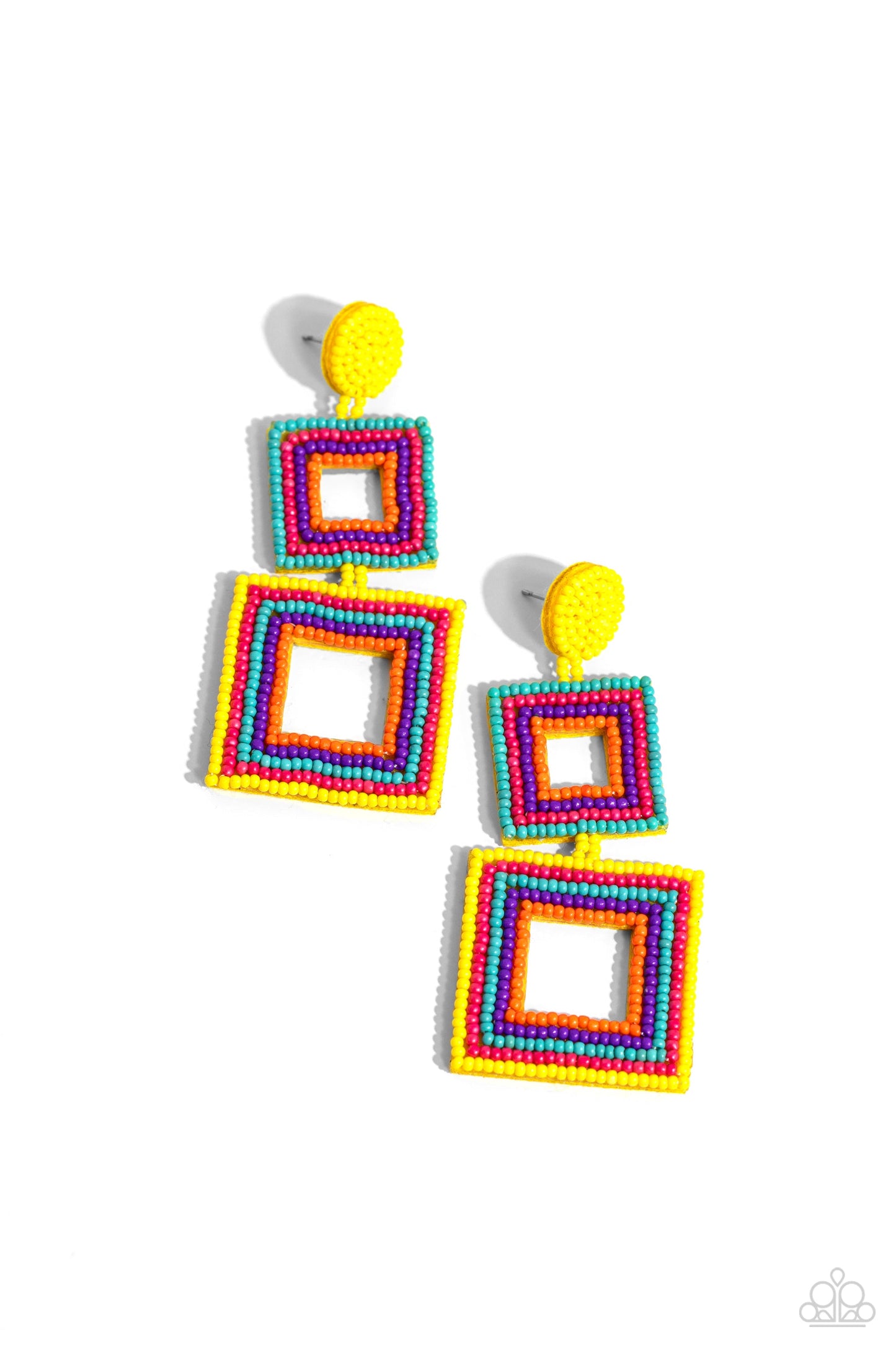 Seize the Squares - Multi Earrings - Red | Paparazzi Accessories