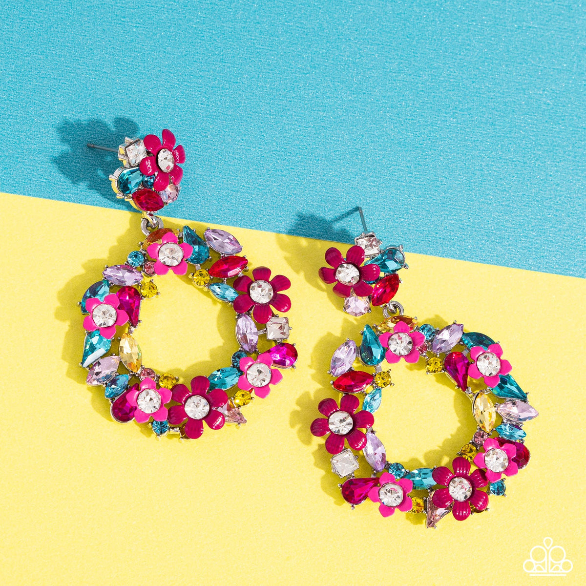 Wreathed in Wildflowers - Pink Multi Earrings | Paparazzi Accessories