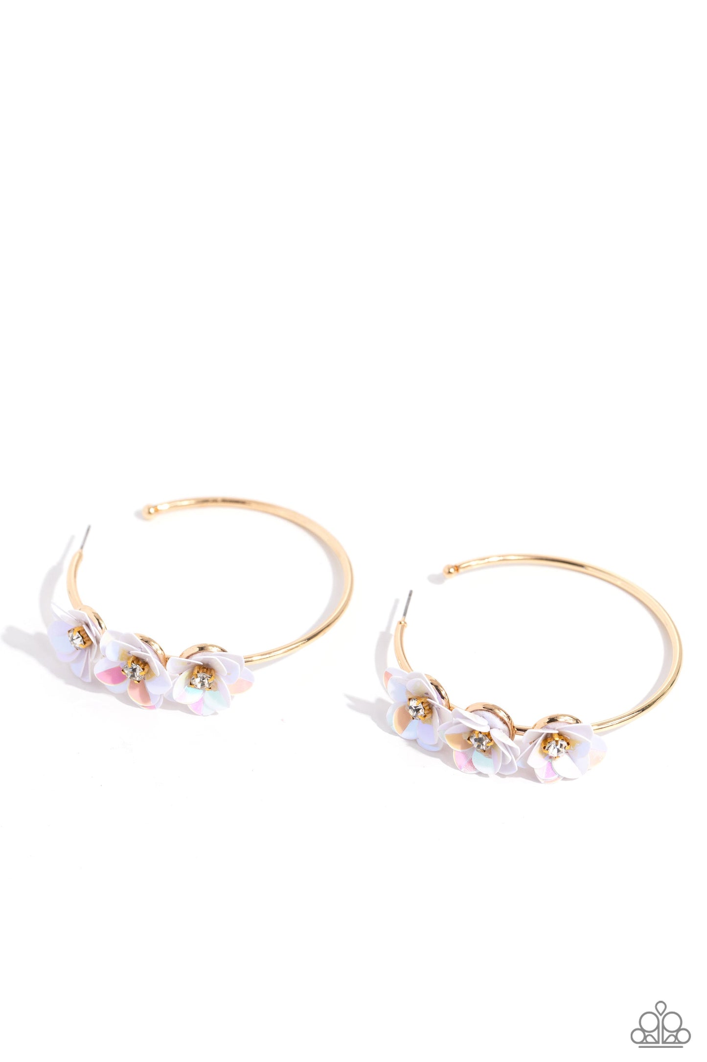 Ethereal Embellishment - Gold Earring Earrings - White | Paparazzi Accessories