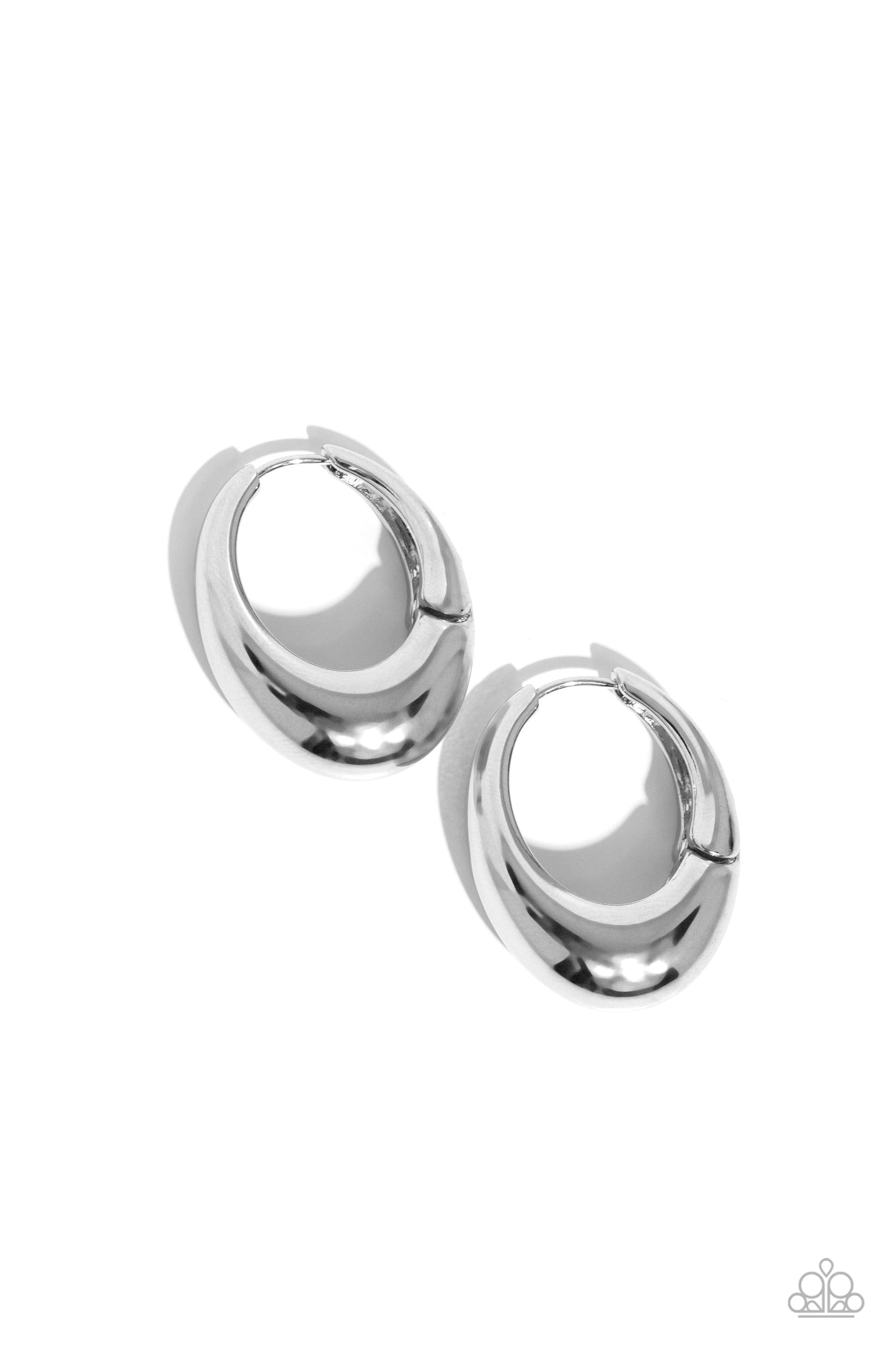 Oval Official - Silver Earrings | Paparazzi Accessories