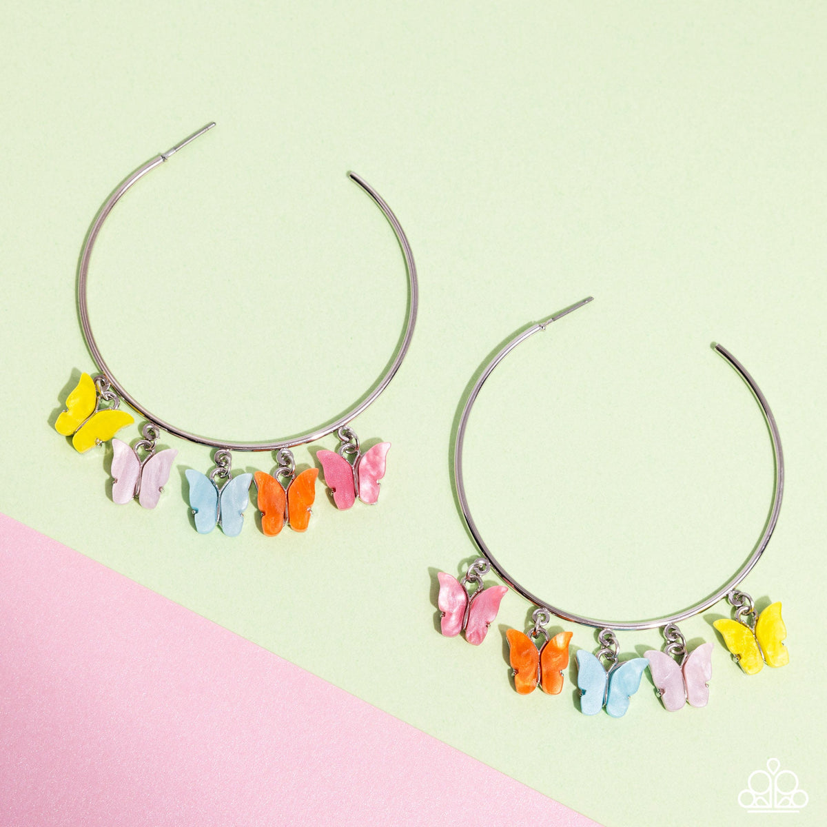 Bemusing Butterflies - Multi Earrings - Silver | Paparazzi Accessories