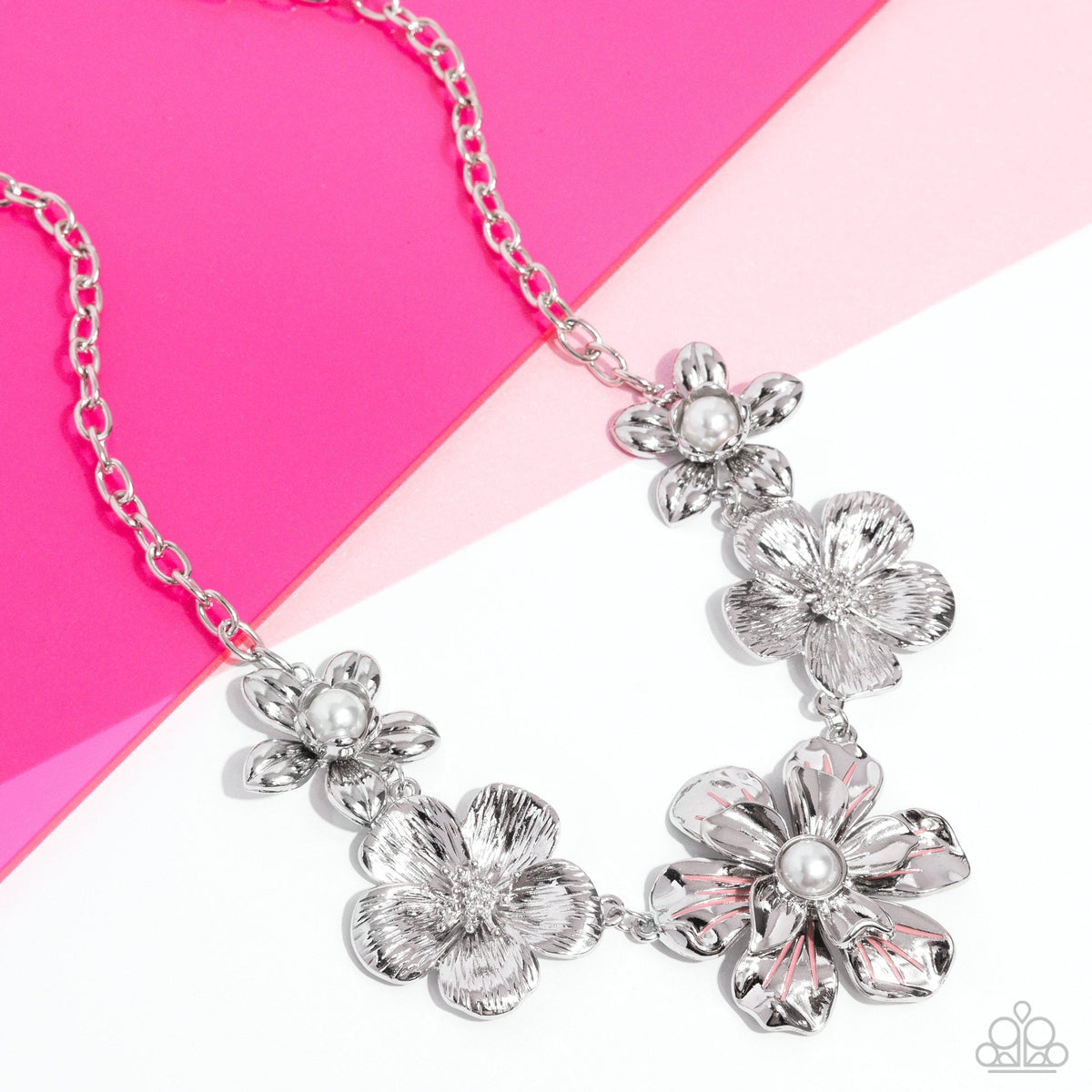 FLOWER Move - Orange Necklace - Silver Life of the Party | Paparazzi Accessories