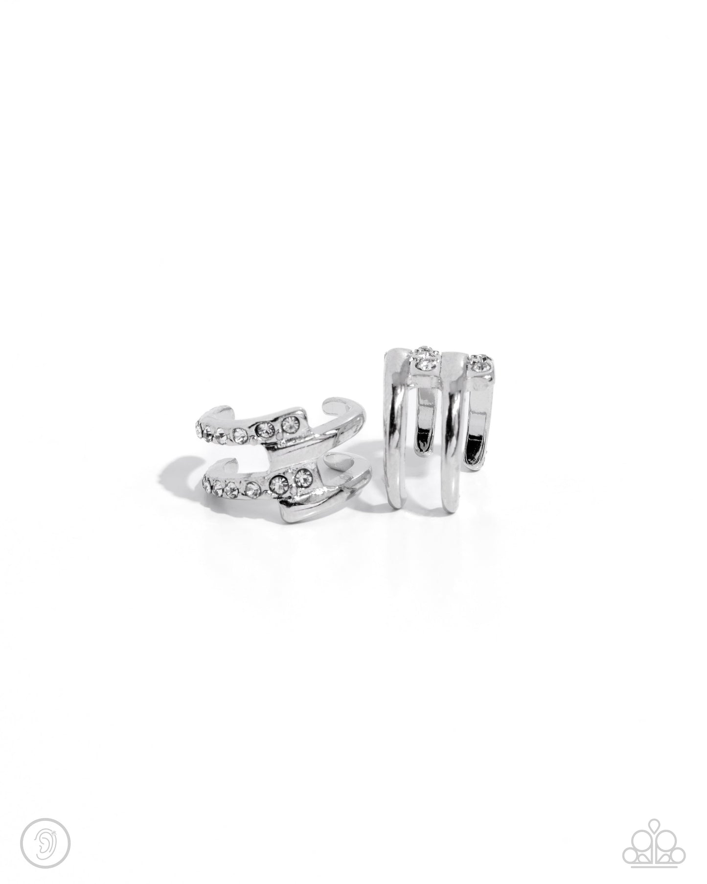 Glittery Glow Up Earring Cuff Bracelet - Silver | Paparazzi Accessories