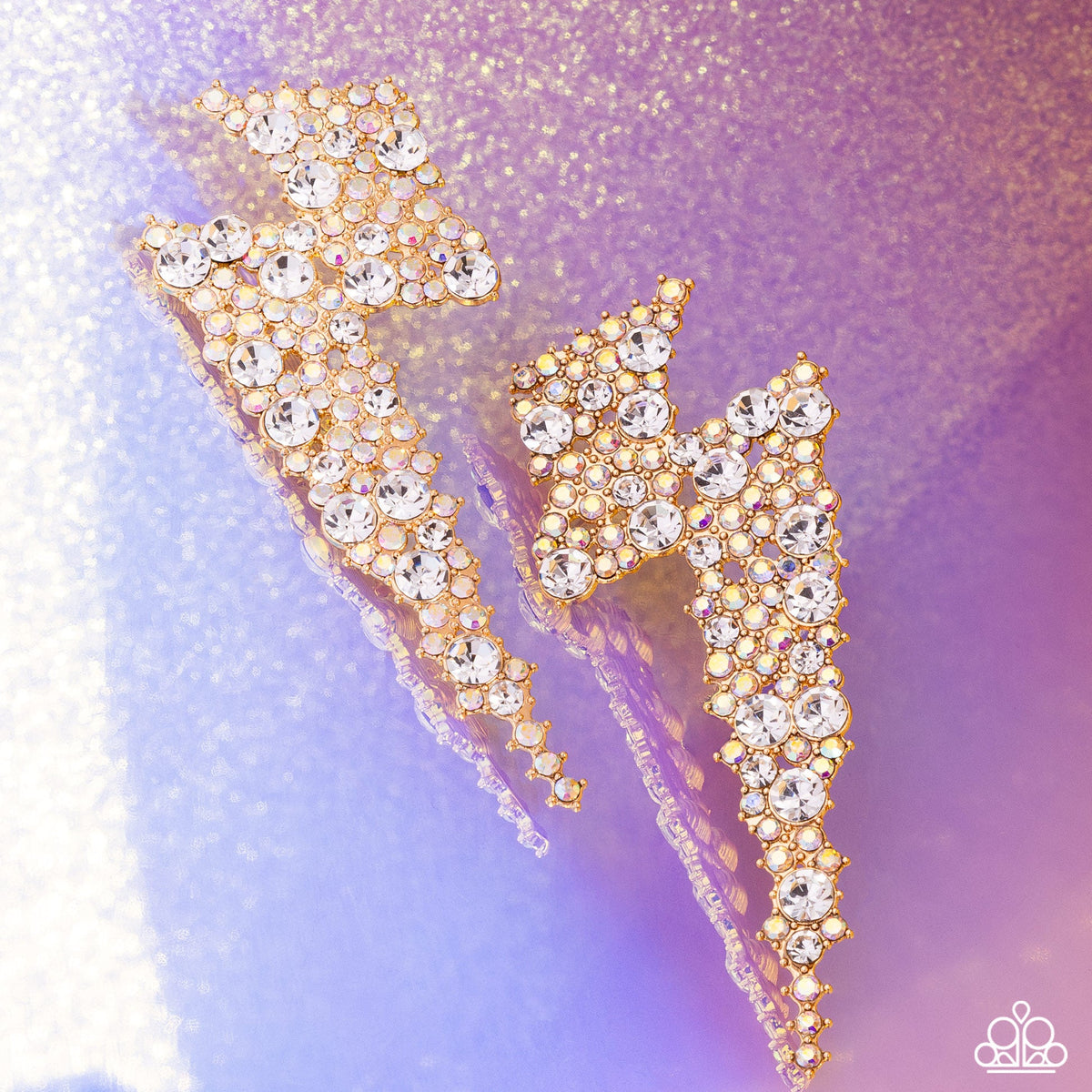 Electric Effulgence - Gold Earrings - White Life of the Party | Paparazzi Accessories