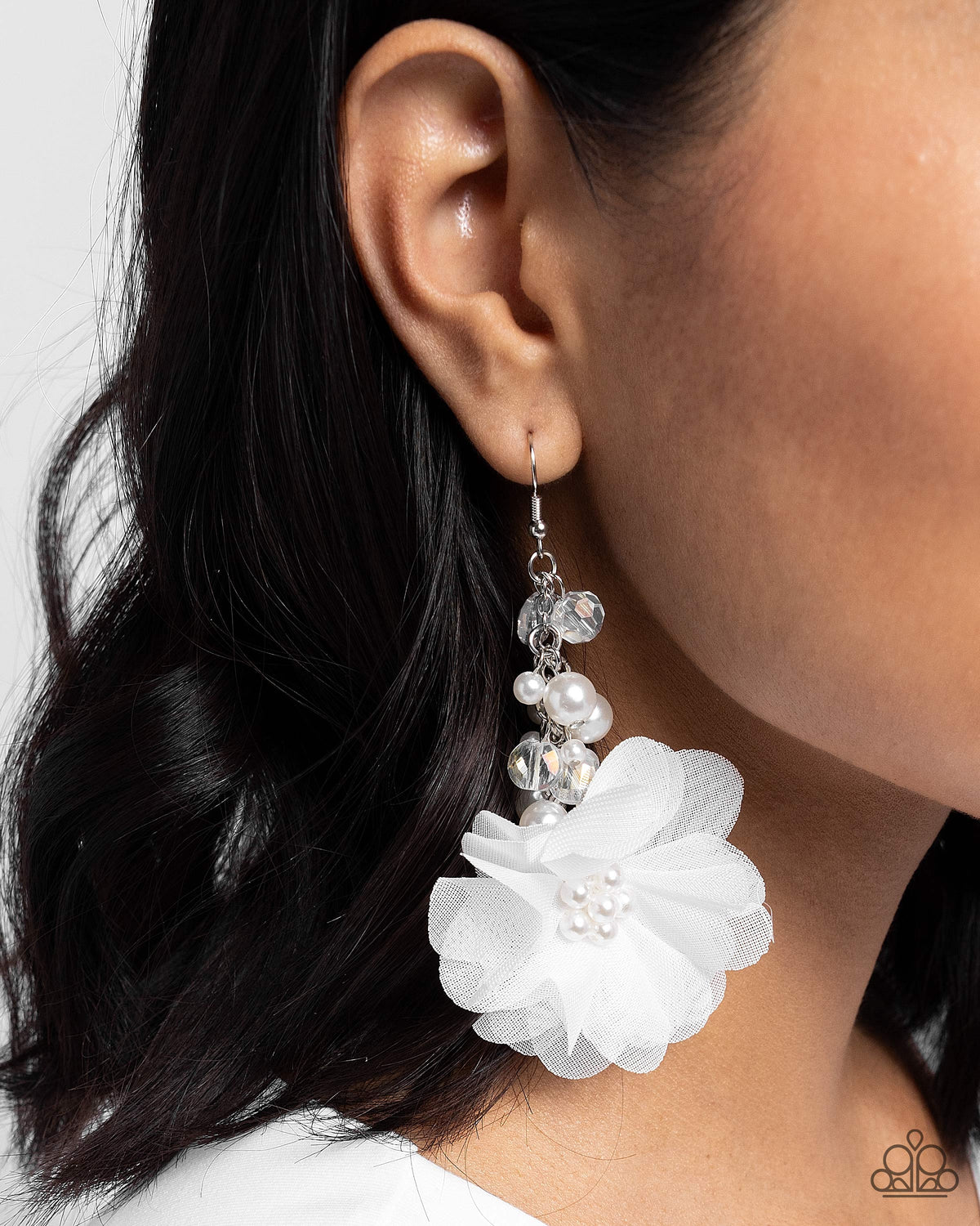 Fashionable Flower Girl - White Earrings | Paparazzi Accessories