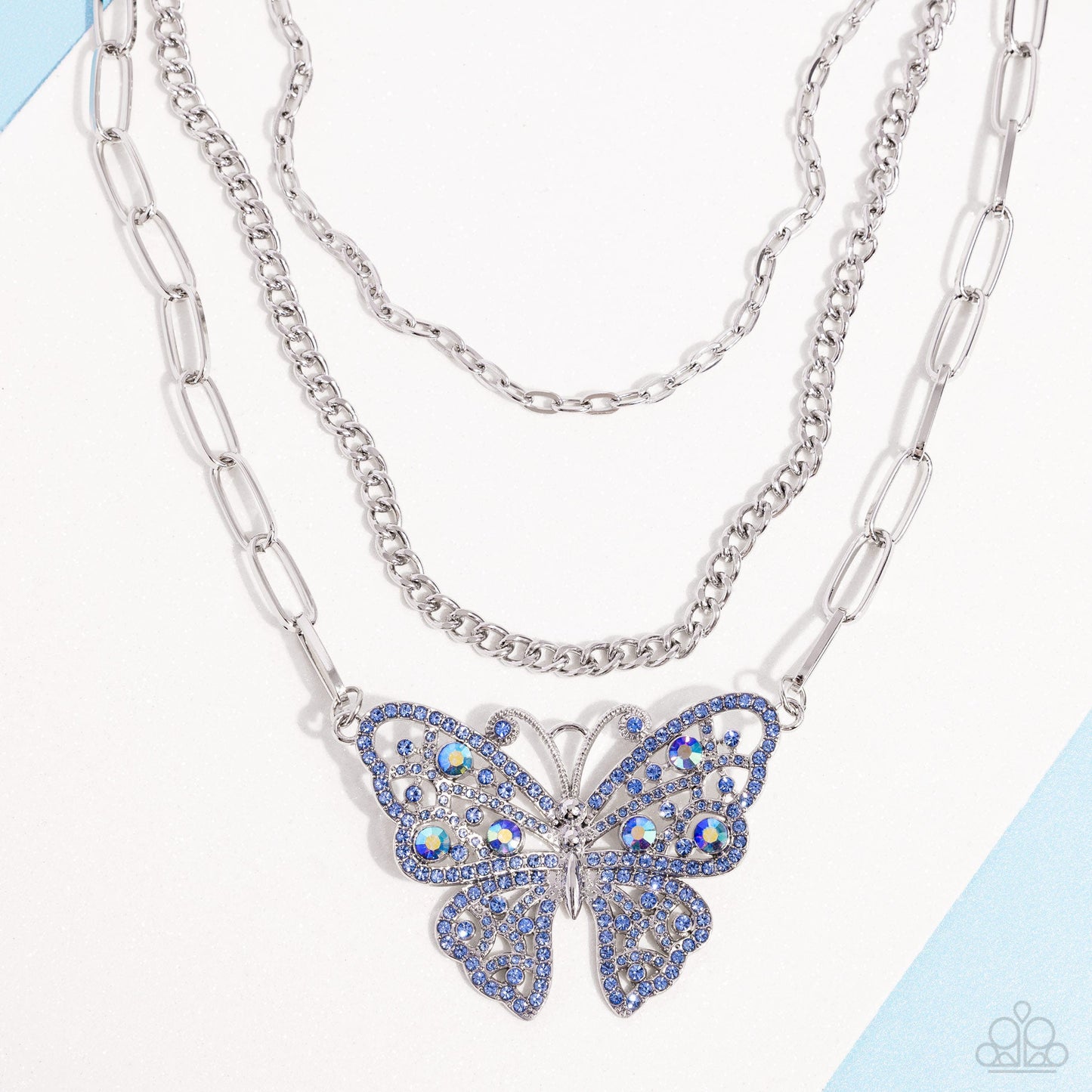 Winged Wonder - Blue Necklace - Silver | Paparazzi Accessories