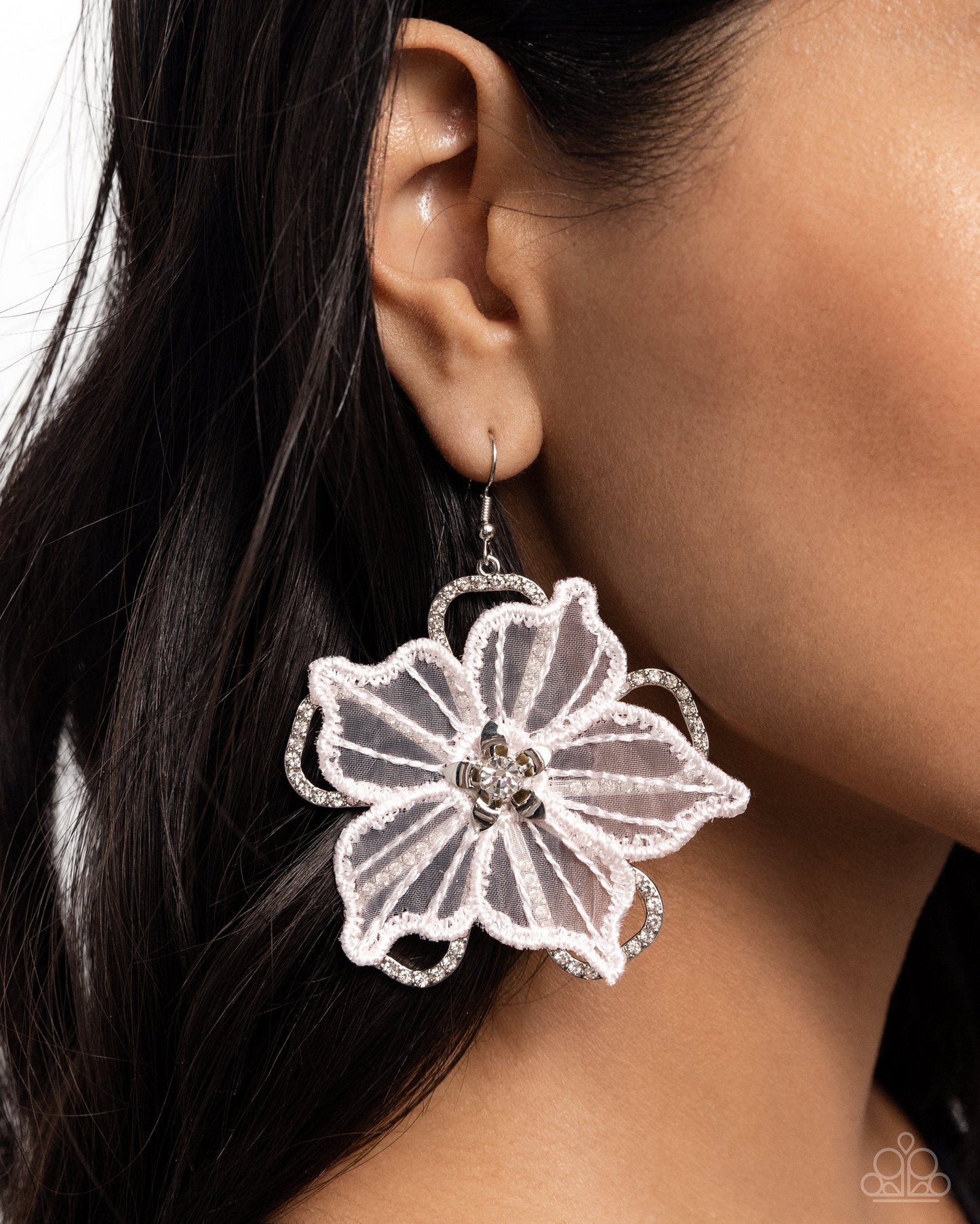 Refined Recognition - White Earrings | Paparazzi Accessories