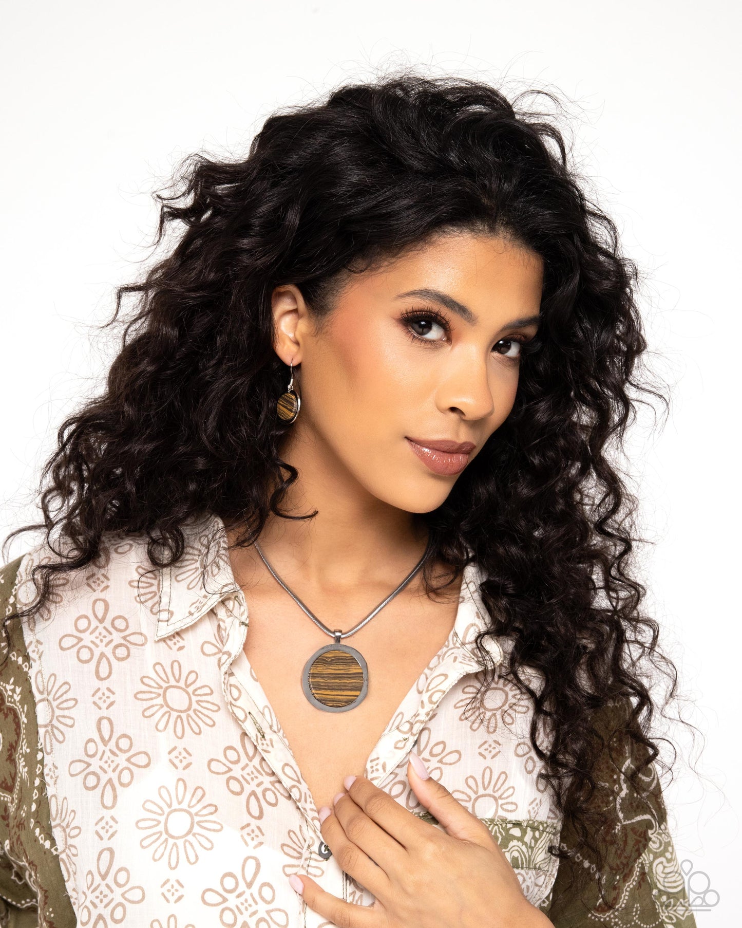 Pendant Puzzle - Brown Pendant Necklace - Silver | Paparazzi Accessories