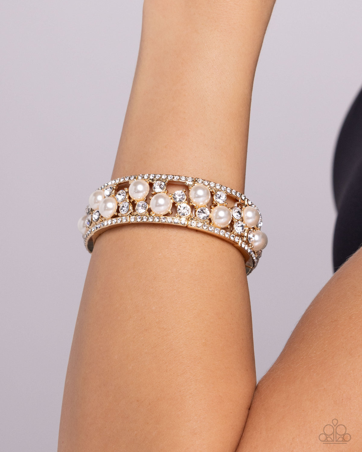 Opera Singer - Gold Bracelet - White | Paparazzi Accessories