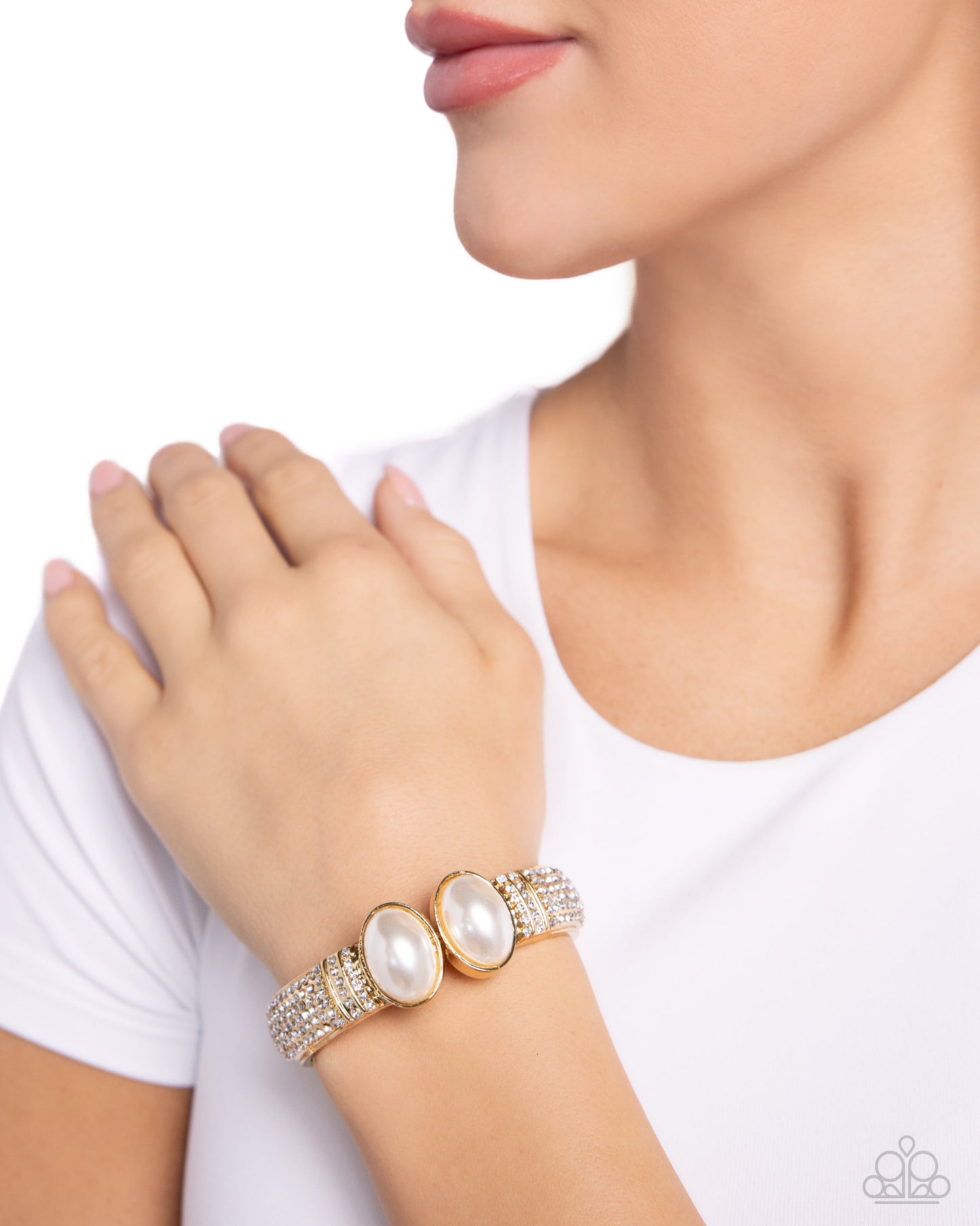 Balanced Brevity - Gold Bracelet - White | Paparazzi Accessories