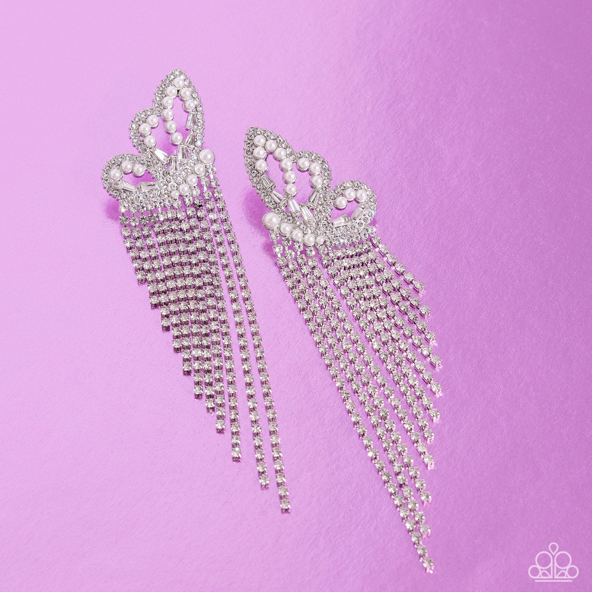 Aerial Accent - White Butterfly Earrings | Paparazzi Accessories