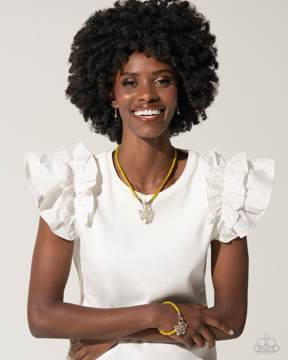 On SHIMMERING Wings - Yellow Necklace and Aerial Appeal - Yellow Bracelet - 2 piece set | Paparazzi Accessories