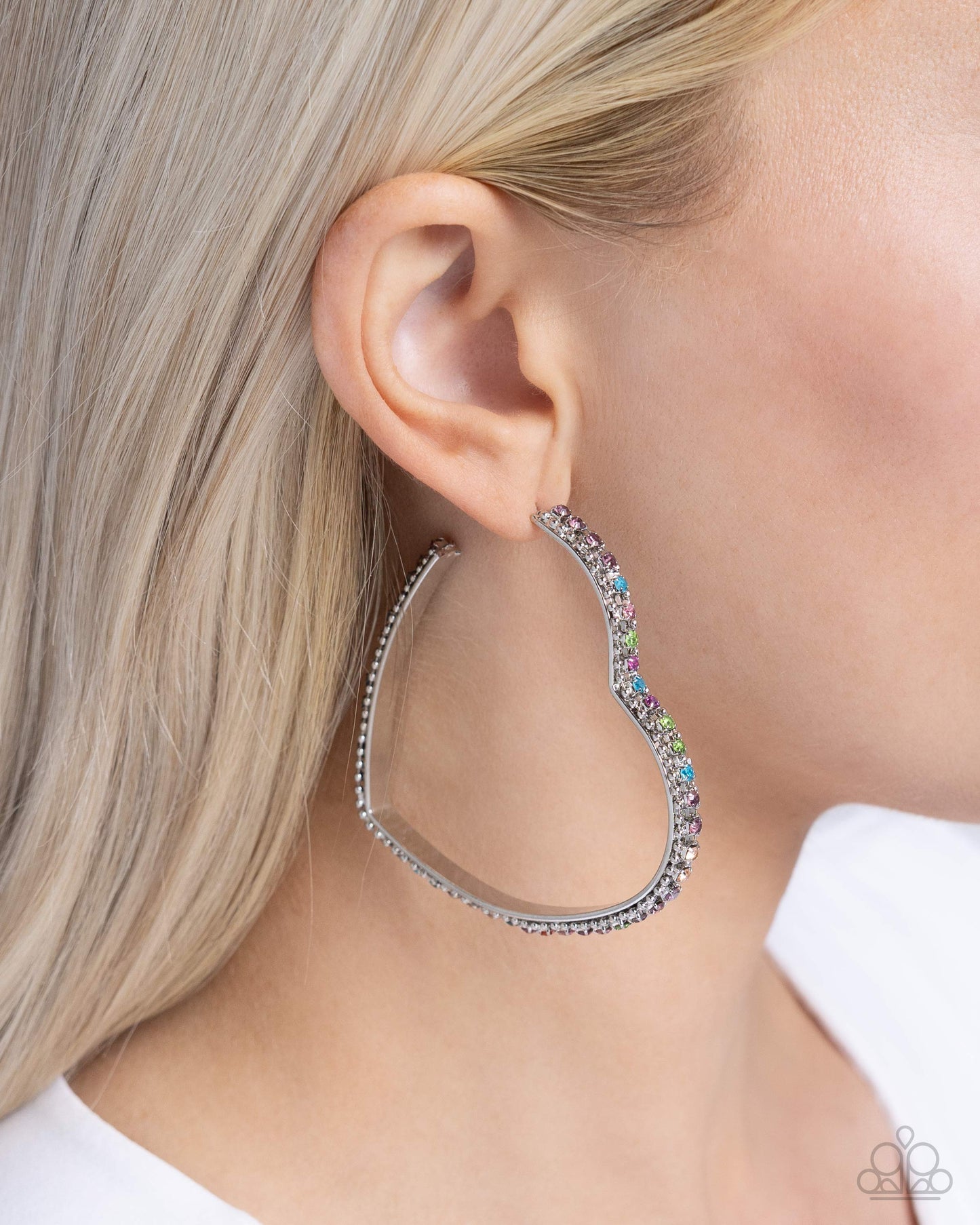 Halftime Hearts - Multi Earrings - Silver | Paparazzi Accessories
