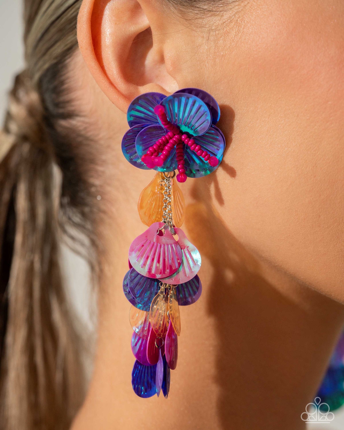 Under the Waves - Purple Earrings July 2024 Life of the Party - Blue | Paparazzi Accessories