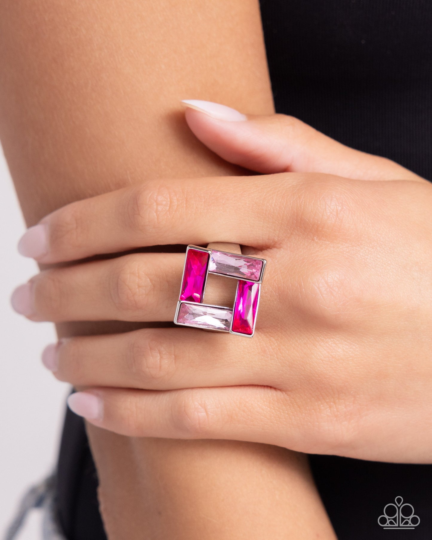 Sinuous Square - Pink Ring | Paparazzi Accessories
