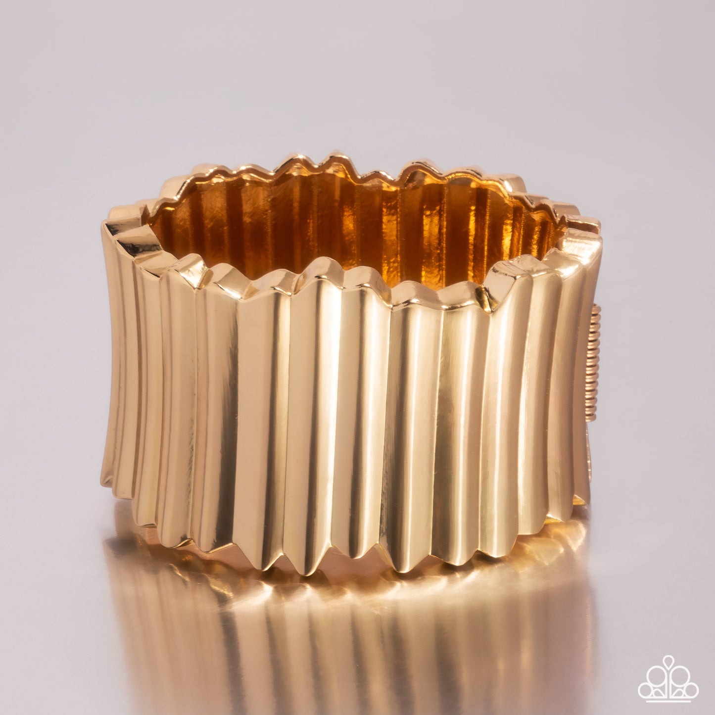 Warped Welding - Gold Stretchy Bracelet | Paparazzi Accessories