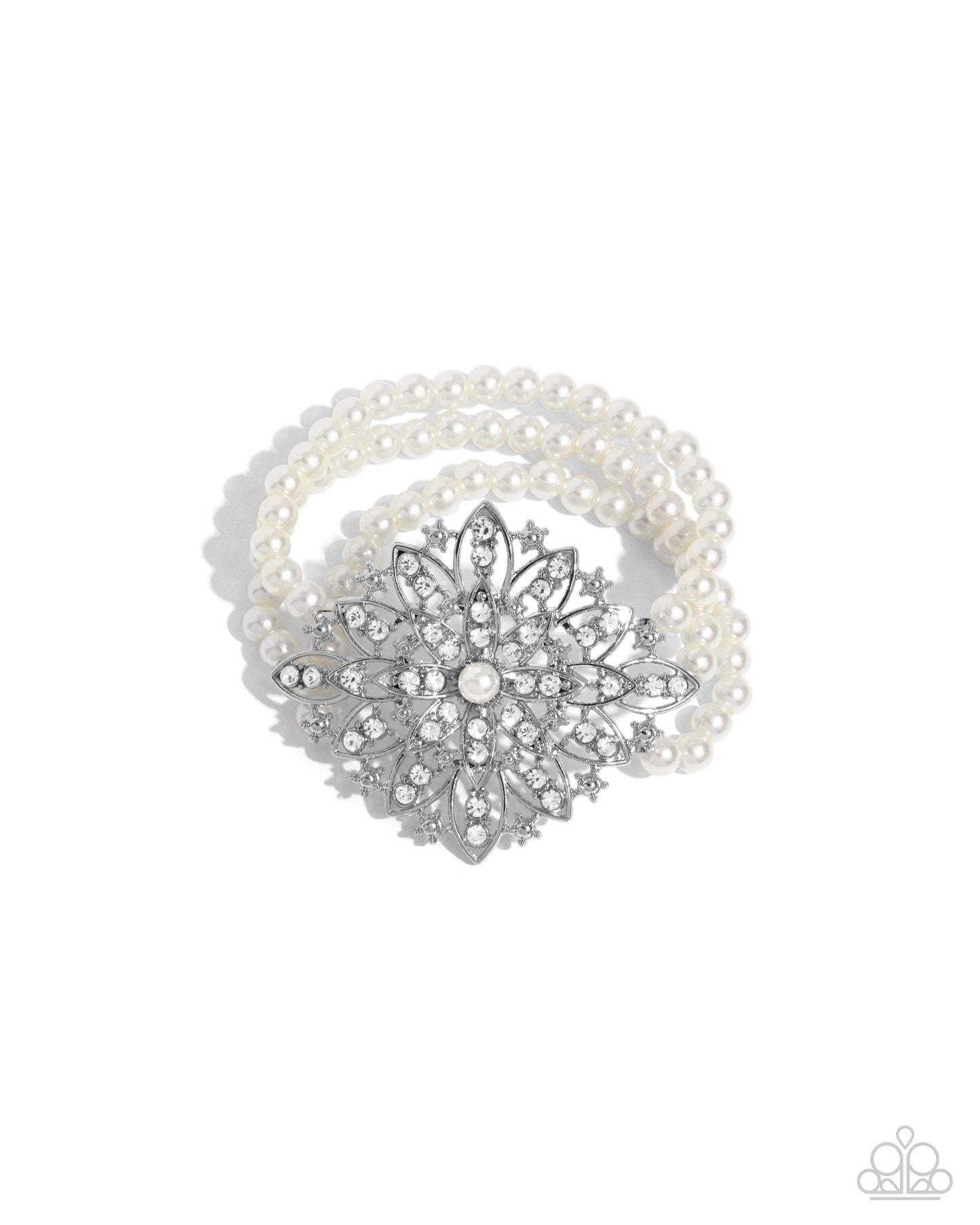 Flattering Florals - White Bracelet | Paparazzi Accessories