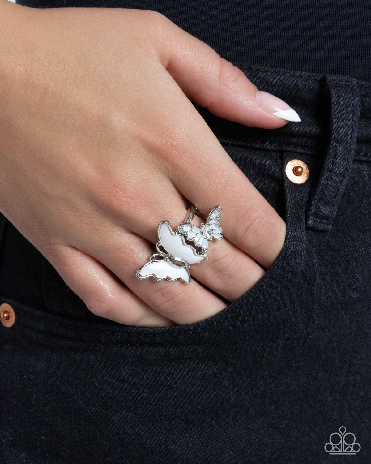 Dueling Decadence - White Ring | Paparazzi Accessories