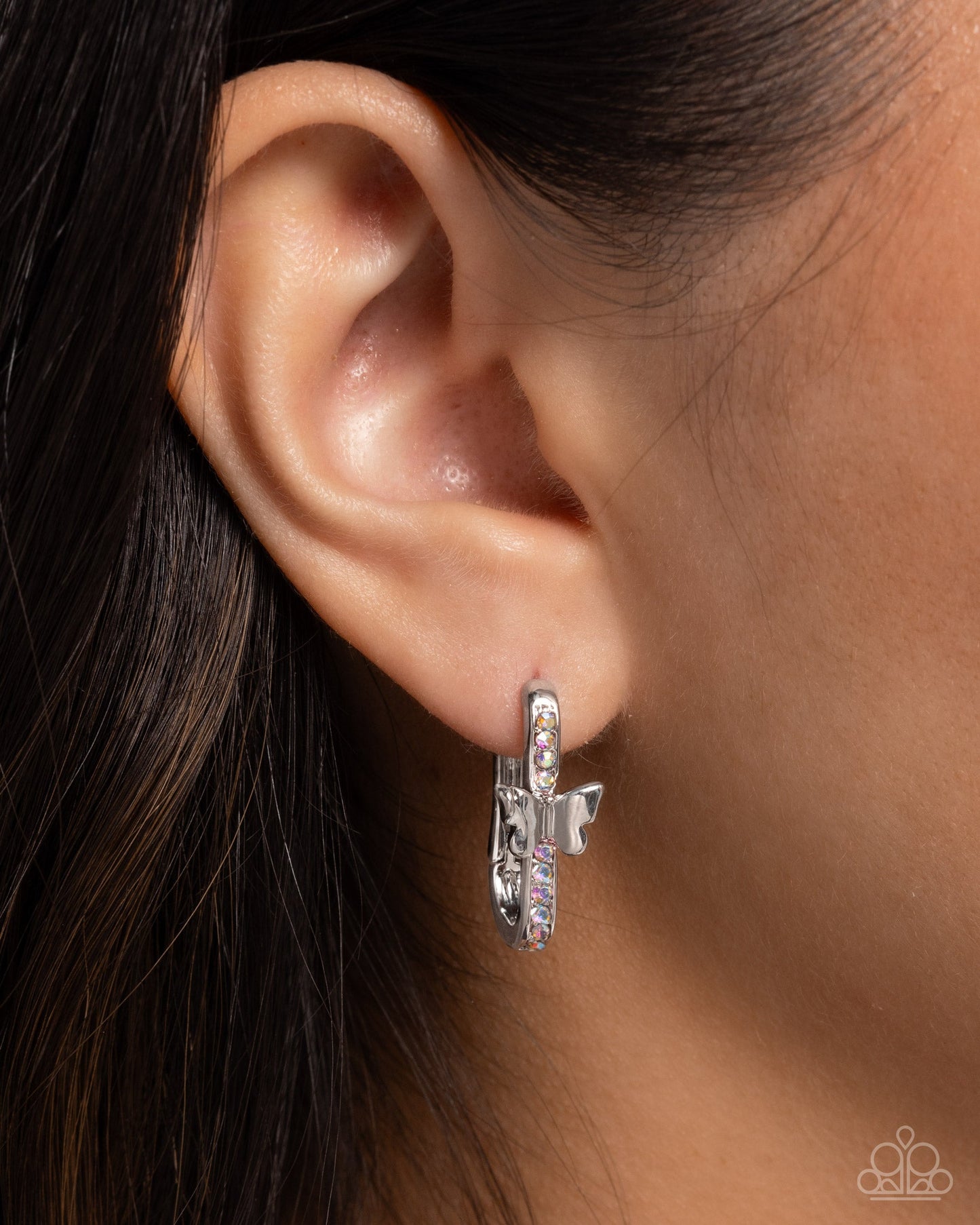 Aerial Authority - Multi Butterfly Earrings - Silver | Paparazzi Accessories
