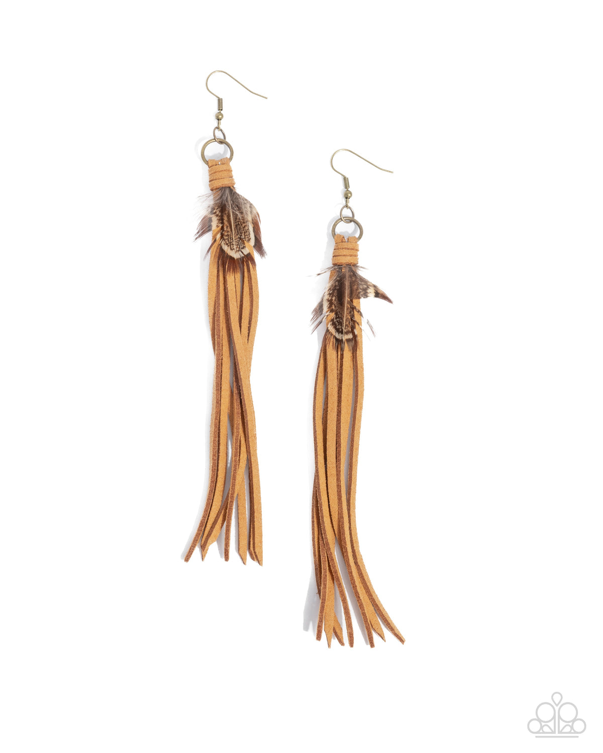 Feathered Festivity - Brass Earrings | Paparazzi Accessories