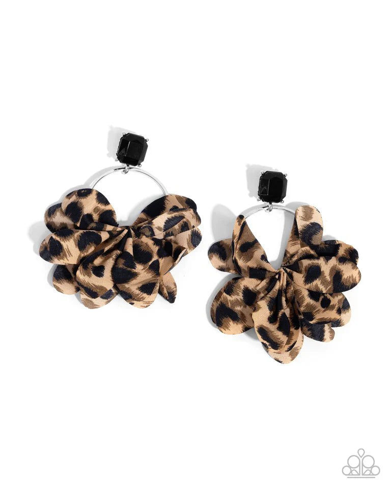 Charming Cheetah Earrings - Black | Paparazzi Accessories