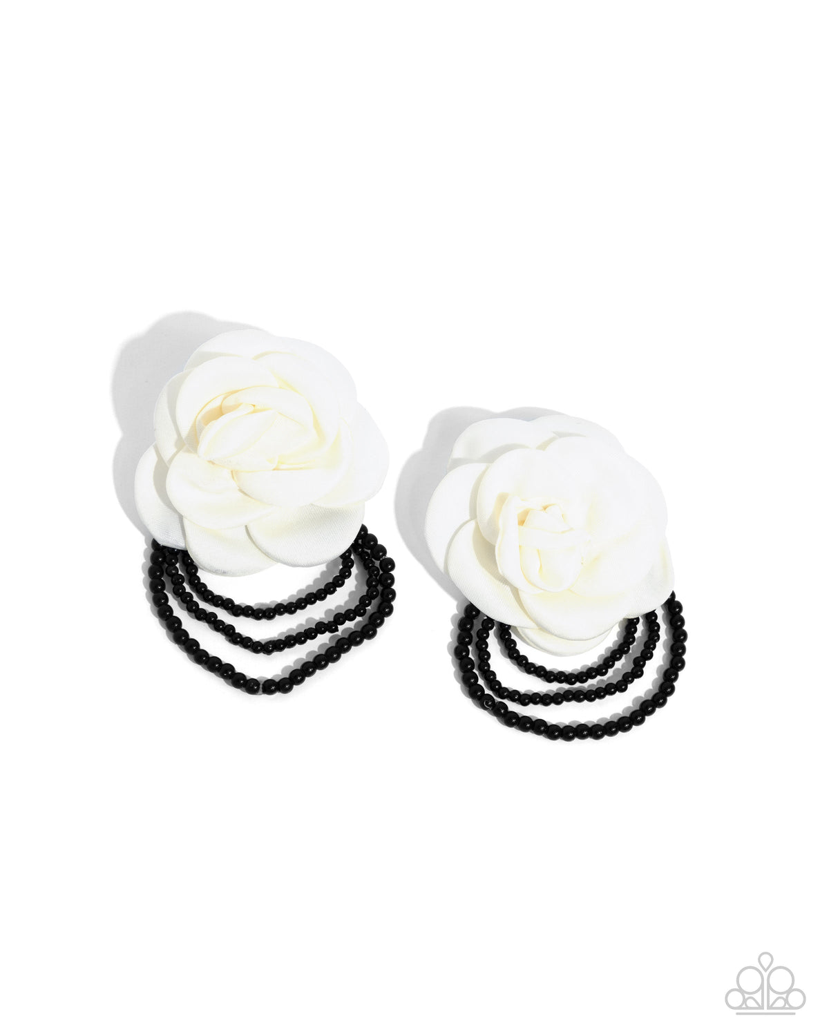 Dramatic Dame - White Earrings - Black | Paparazzi Accessories