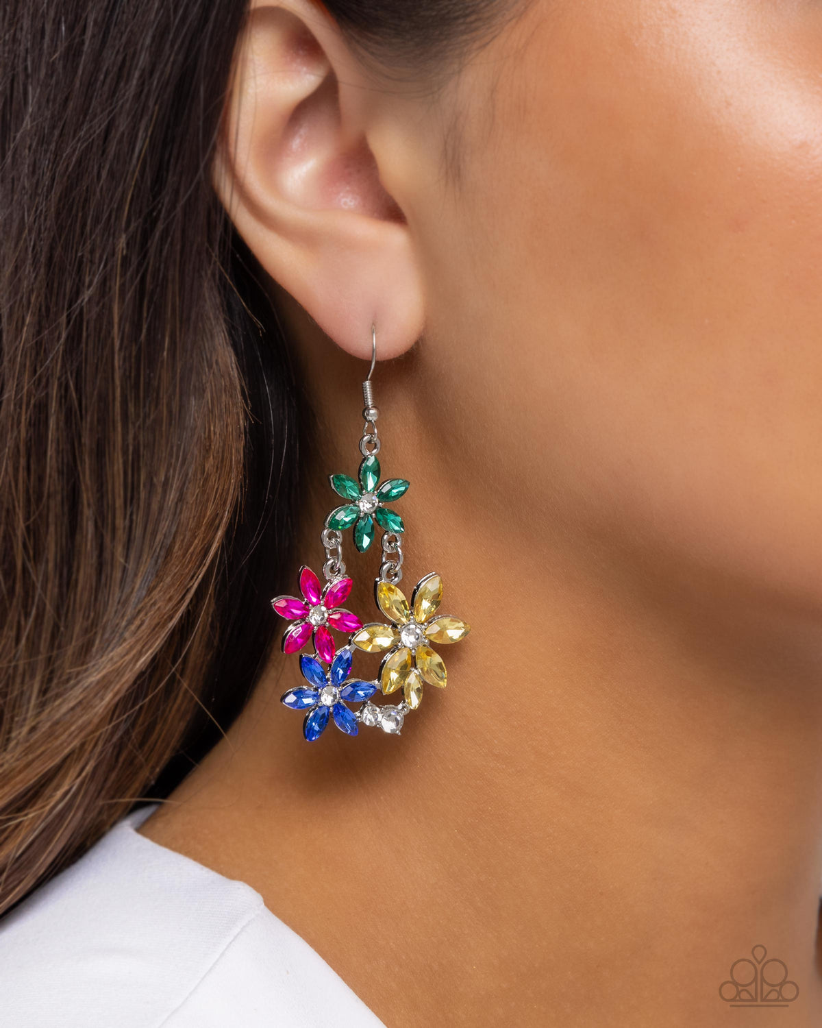 Floral Founder - Multi Earrings - Silver | Paparazzi Accessories