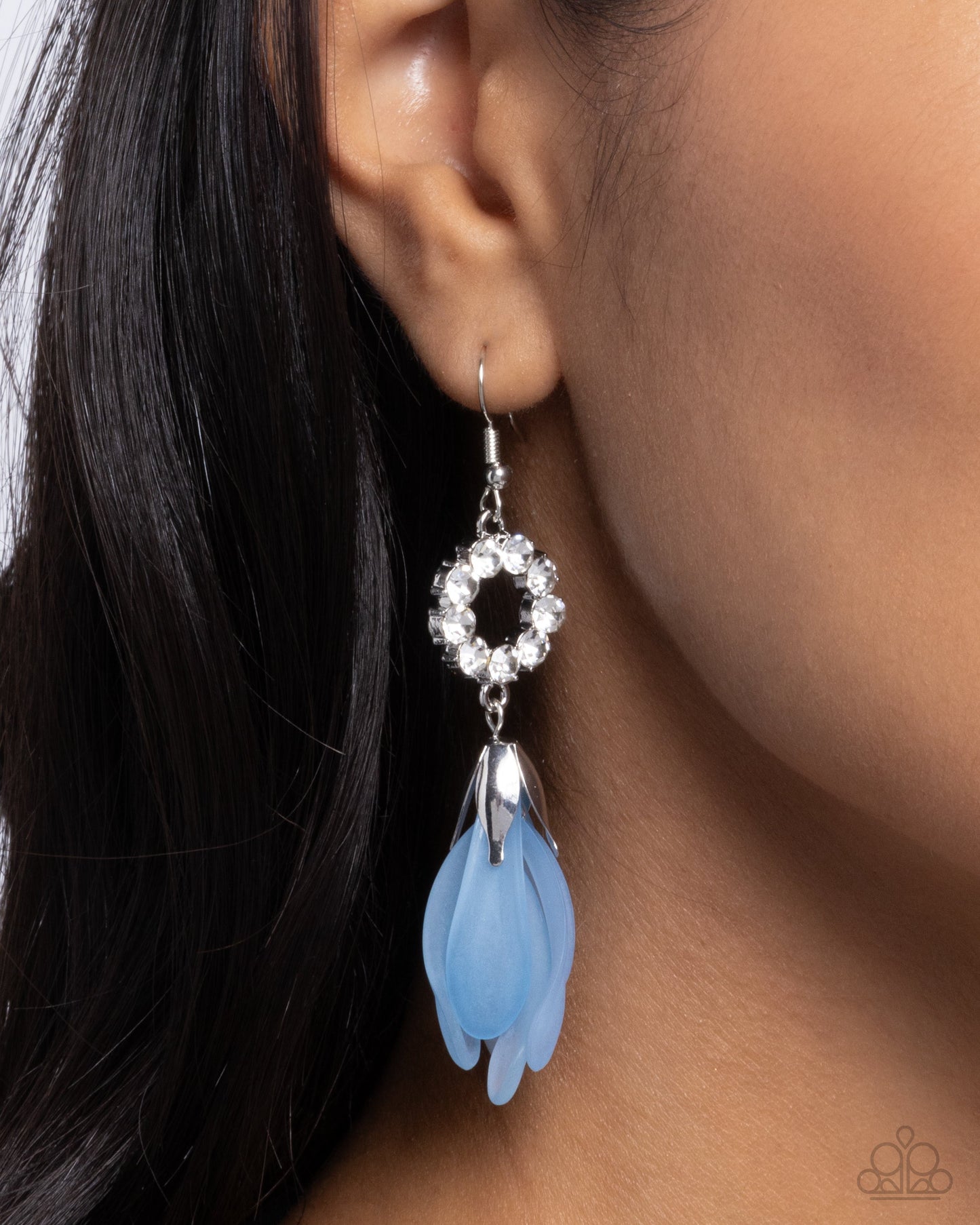 Profuse Petals - Blue Earrings - White | Paparazzi Accessories