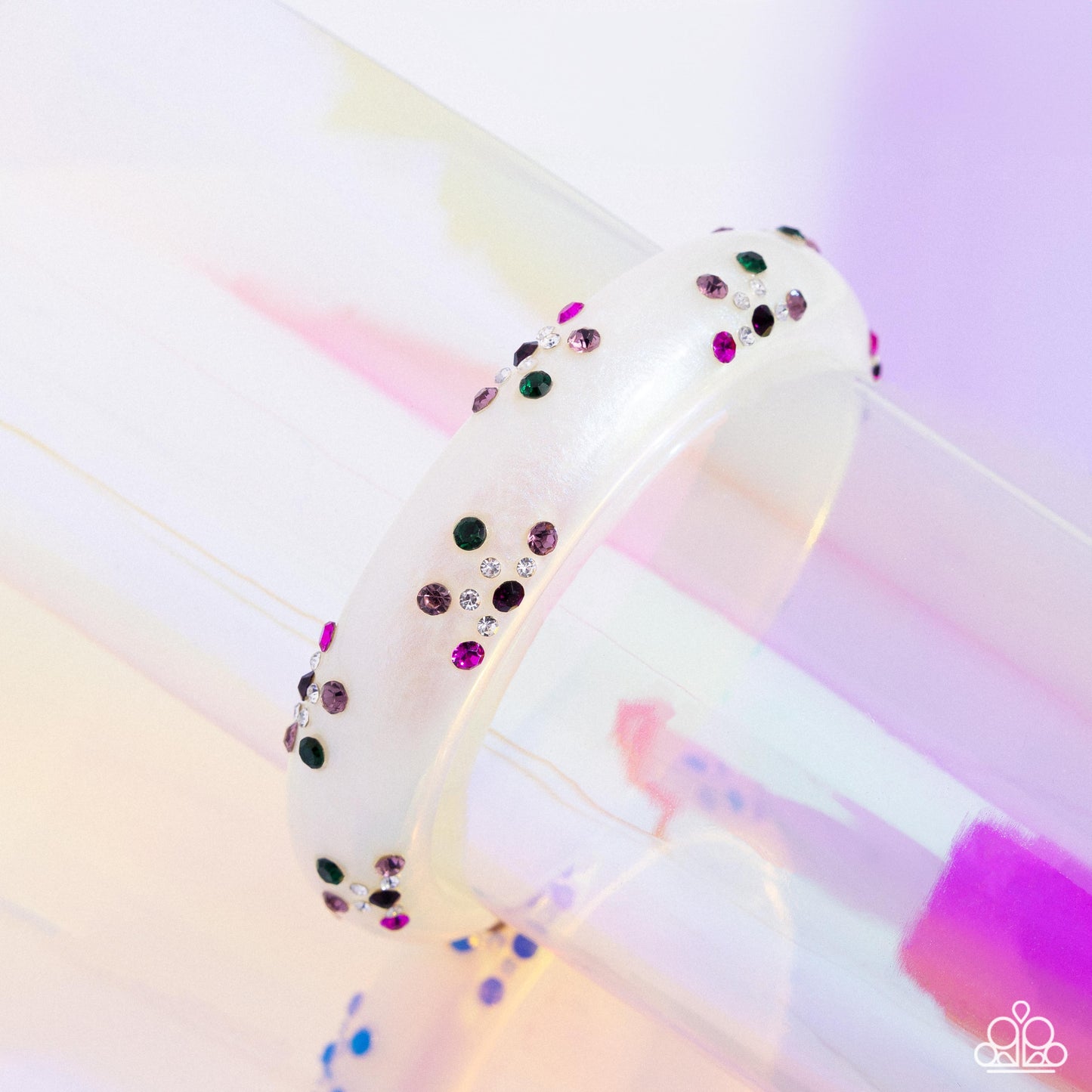 Captivating Color - Purple & White Cuff Bracelet